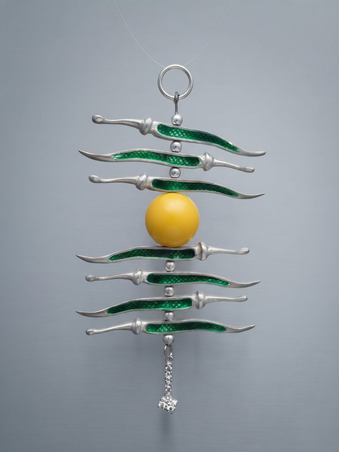 German silver nimbu mirchi green & yellow