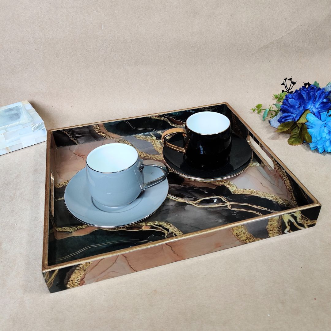 Rectangle Tray -  Brown Marble