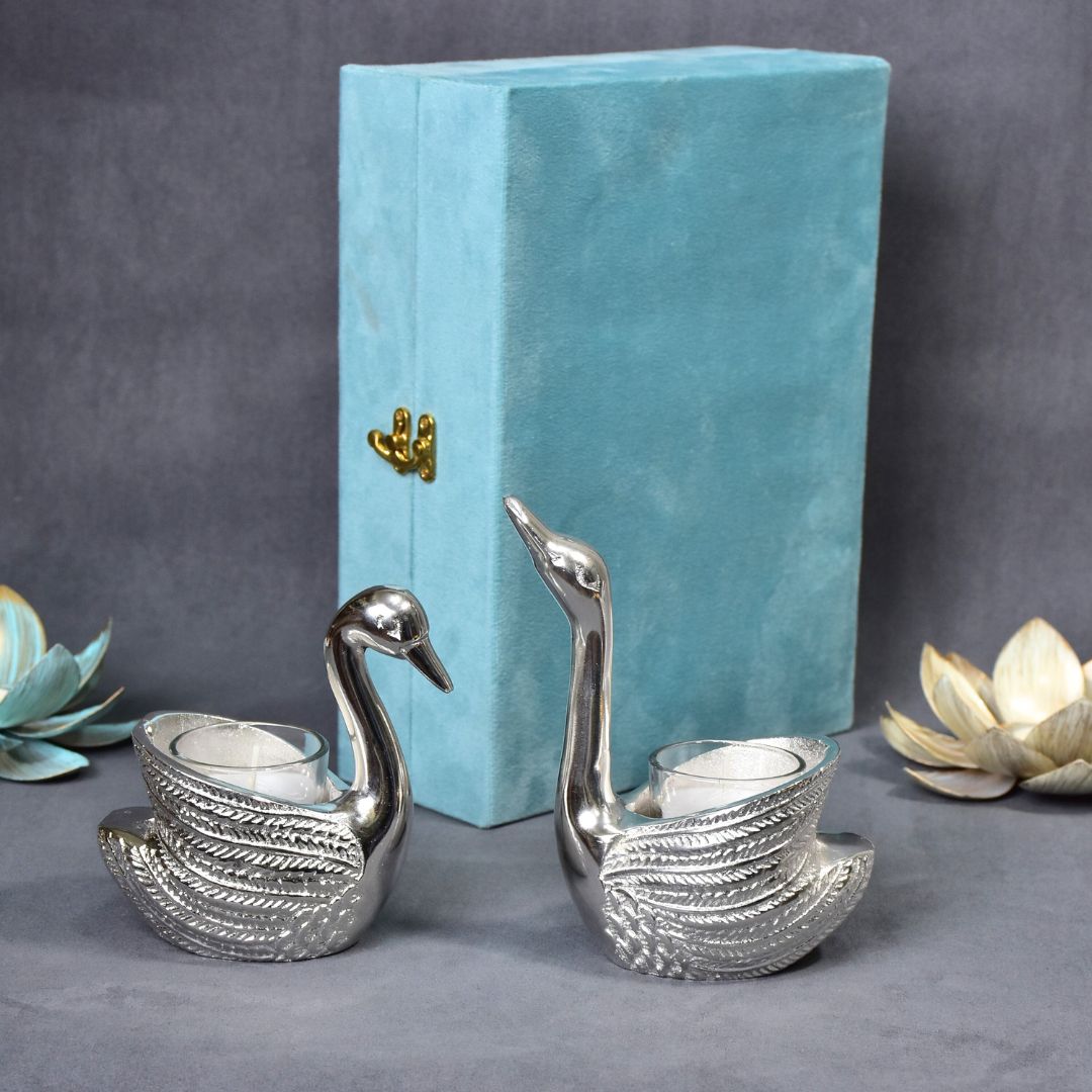 Swan Candle Holder Set Of 2