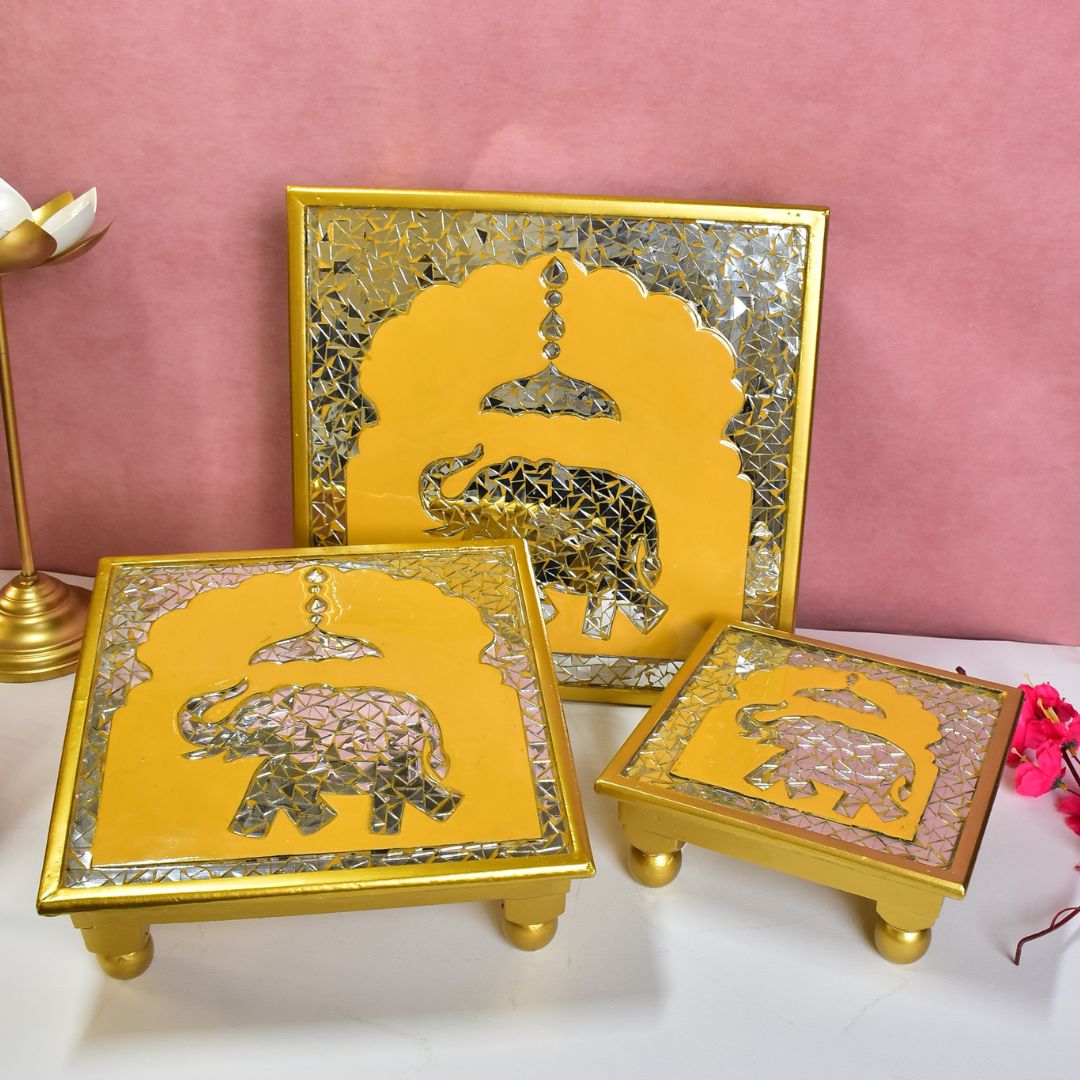 Elephant Chowki Set Of 3