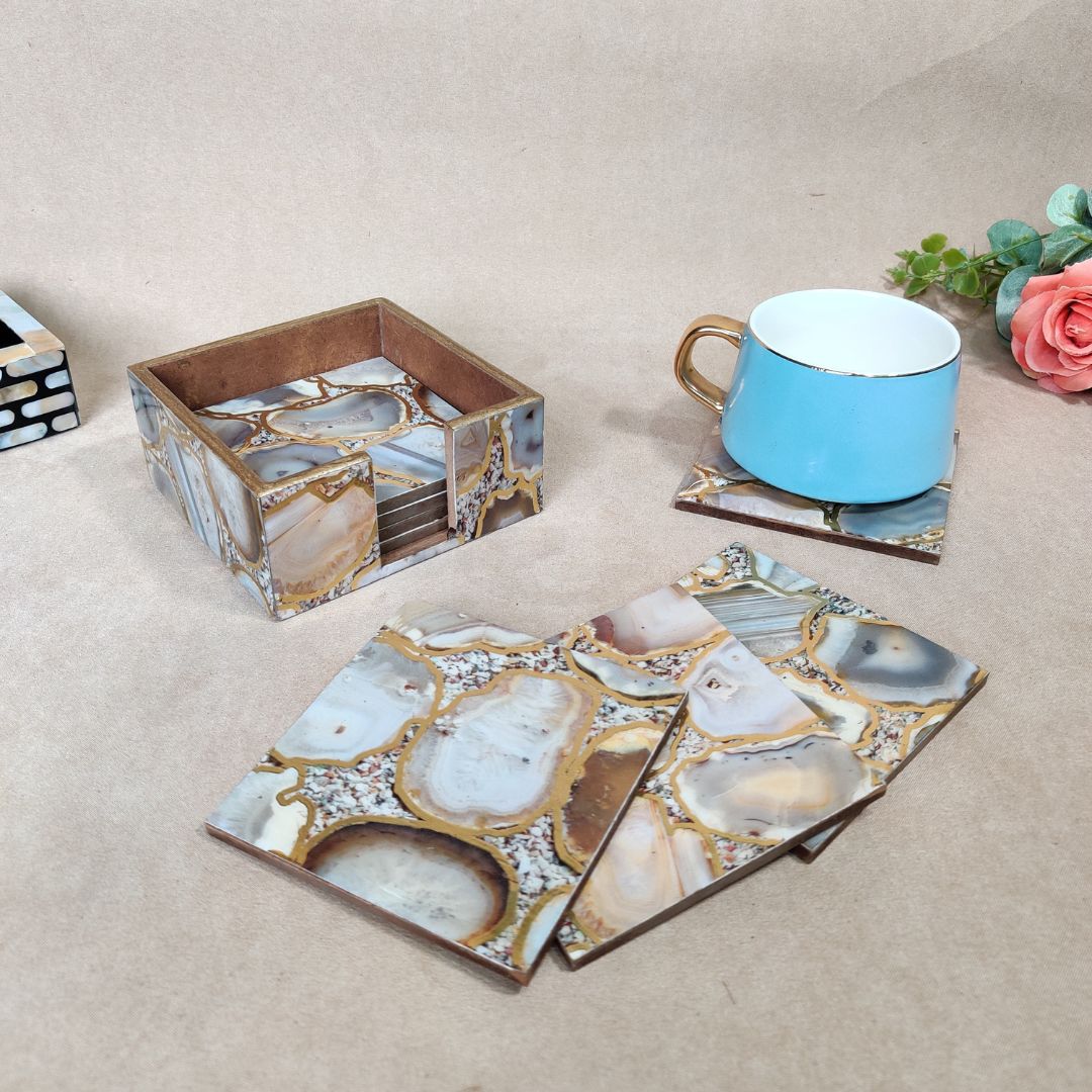 Table Coaster - Agate Set Of 8