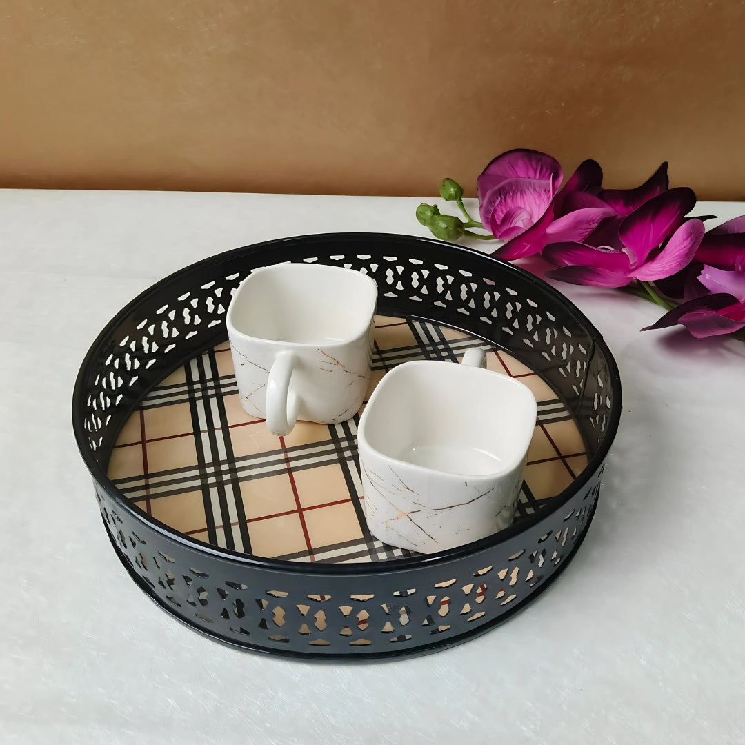 Checks Print Metal Tray Small