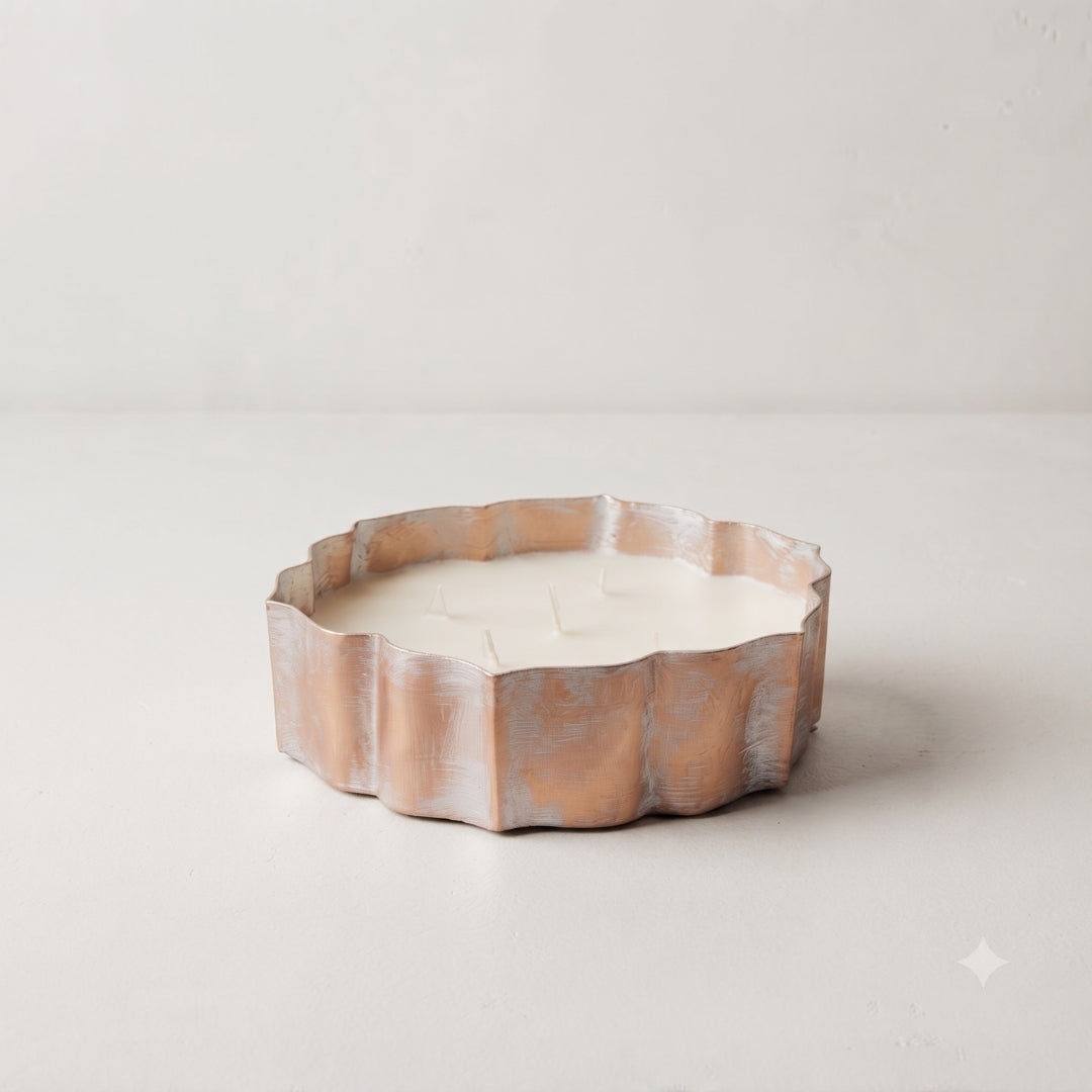 Scalloped Copper & Silver Finish URLI WITH  WAX - 6"