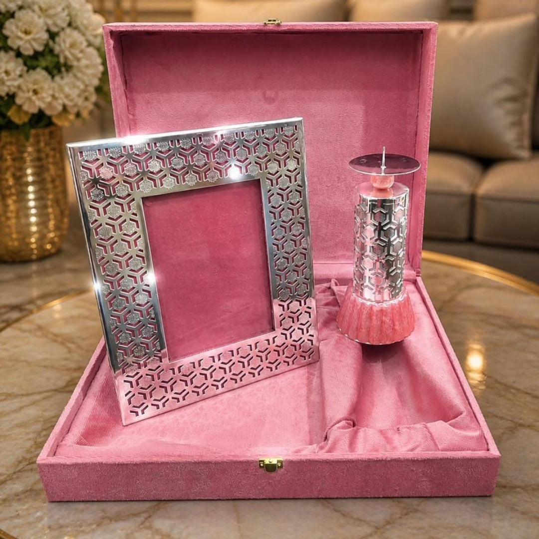 Exquisite Silver-Plated Shahi Baraat Photo Frame with Velvet Gift Box