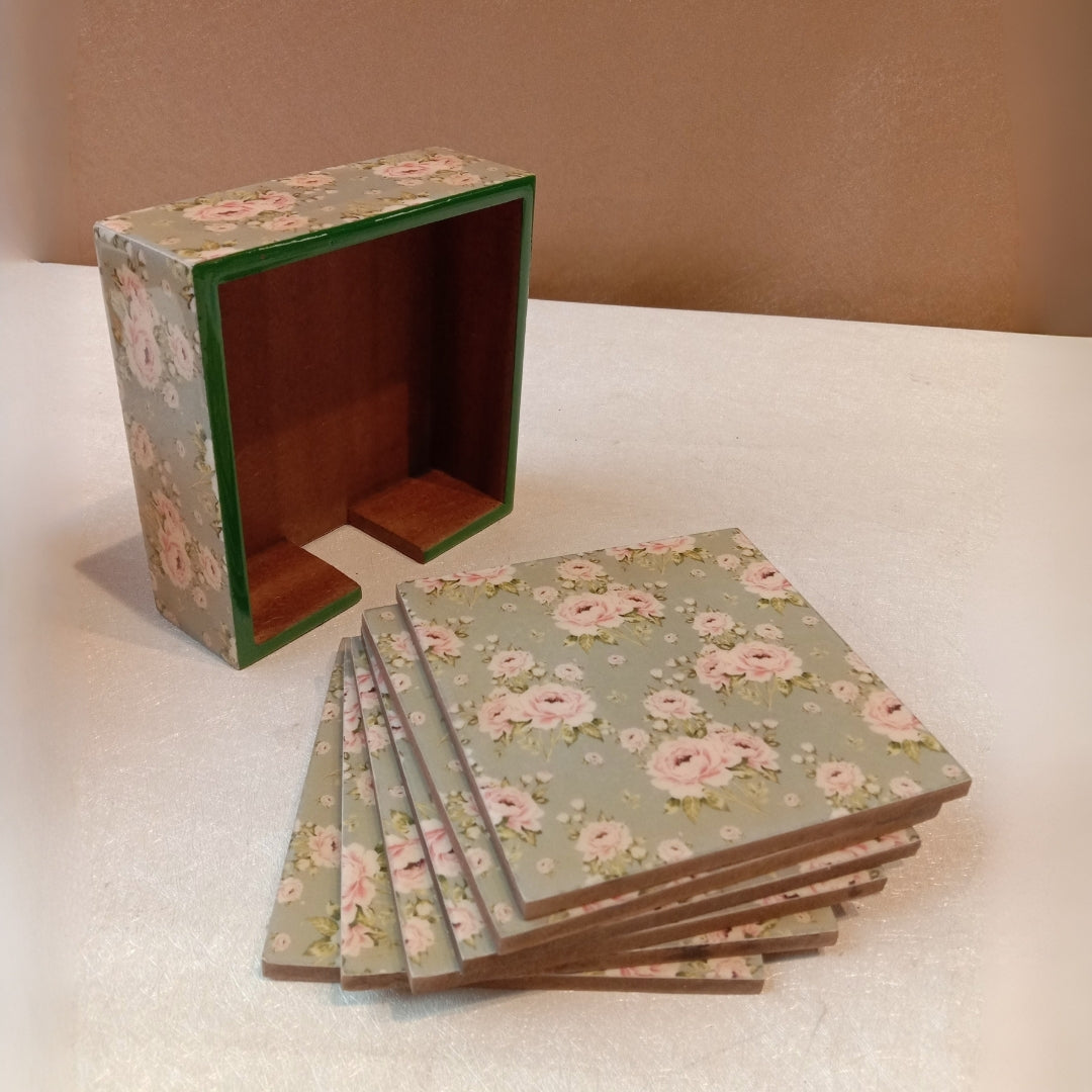 Green Rose Corporate Set- Coaster Set