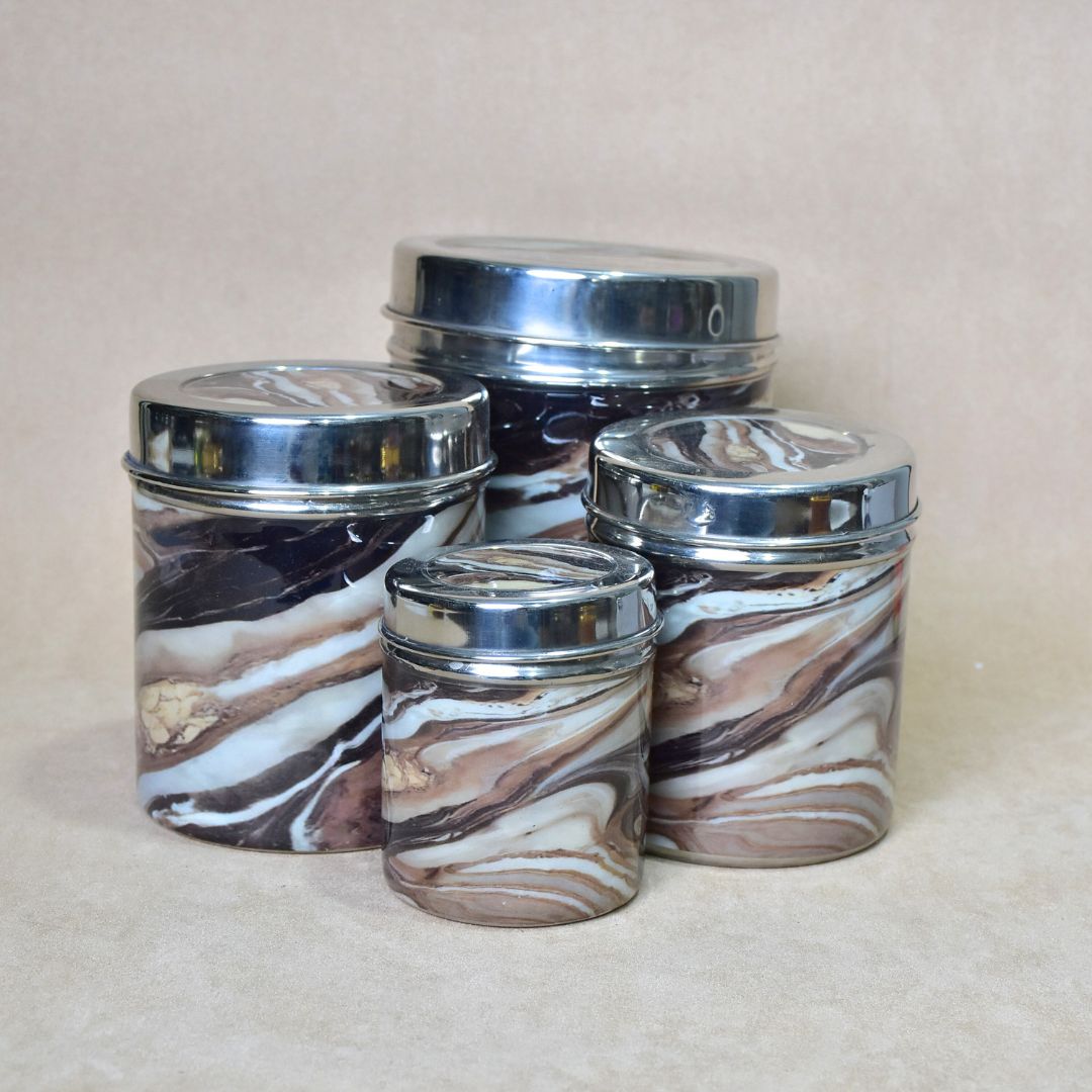 Brown Marble Jar Set Of 4