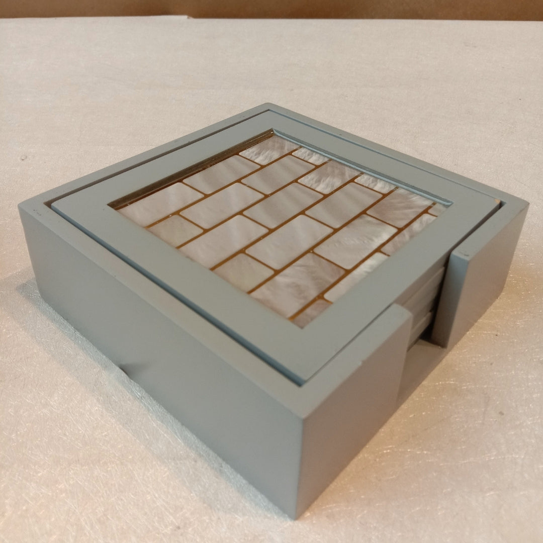 Table Coaster - Brick print & enamel with deco set of 6