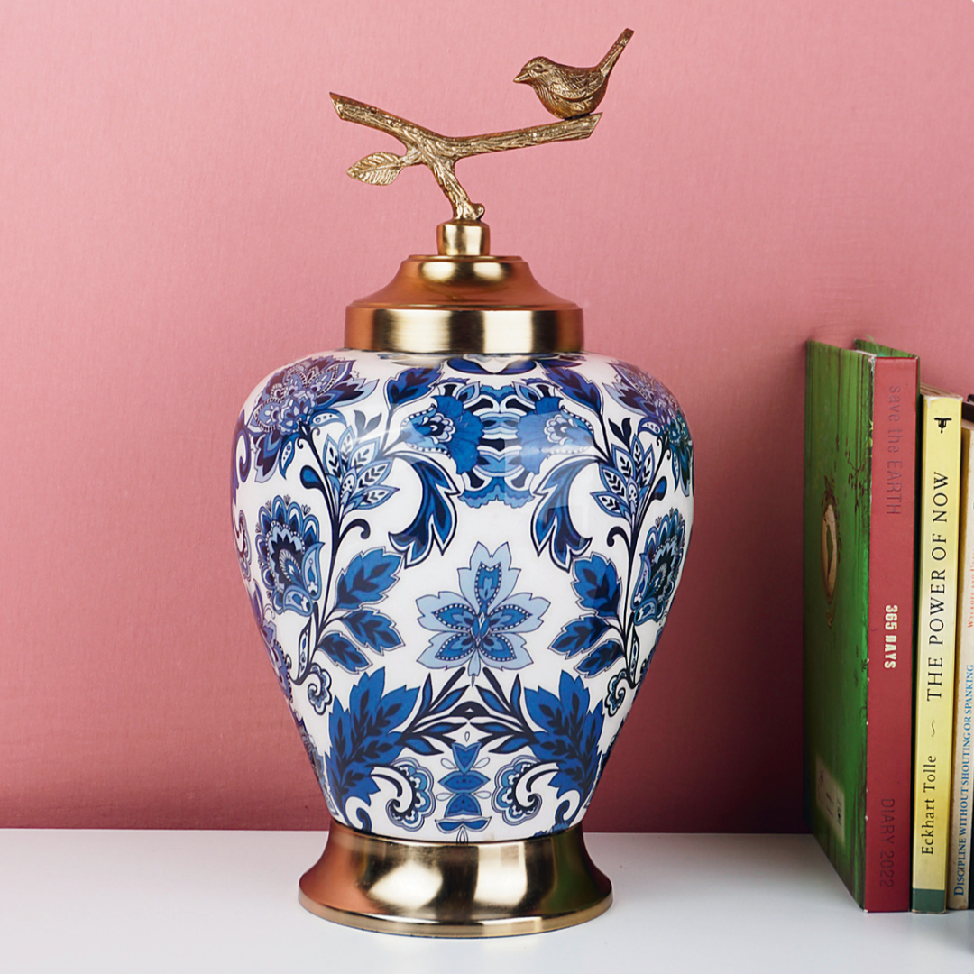 Blue Printed Urn