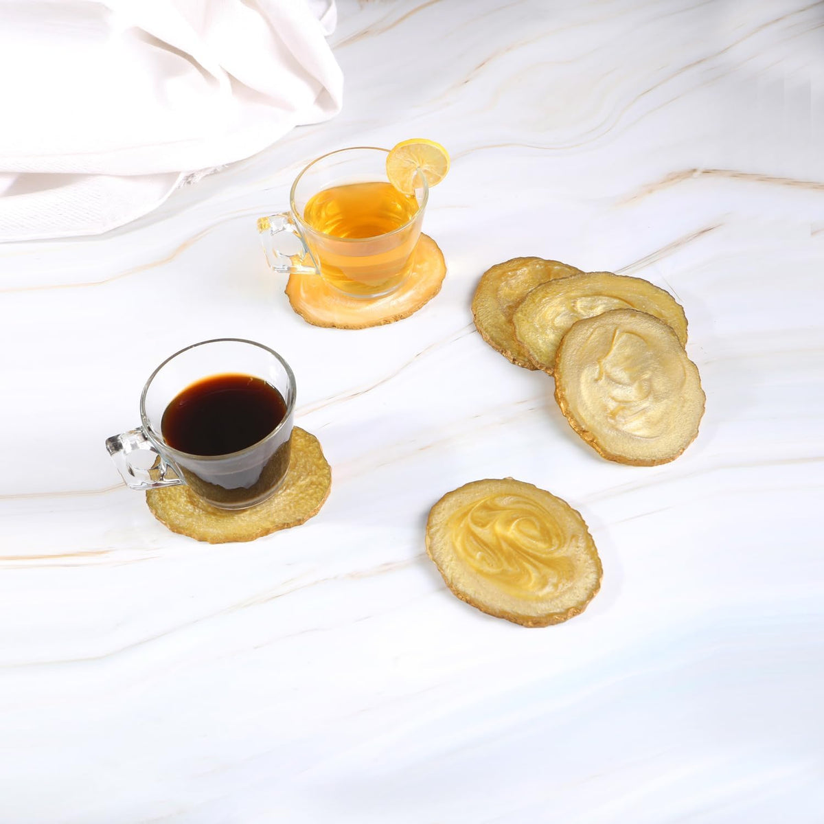 Table Coaster - Gold Resin (Set of 6)