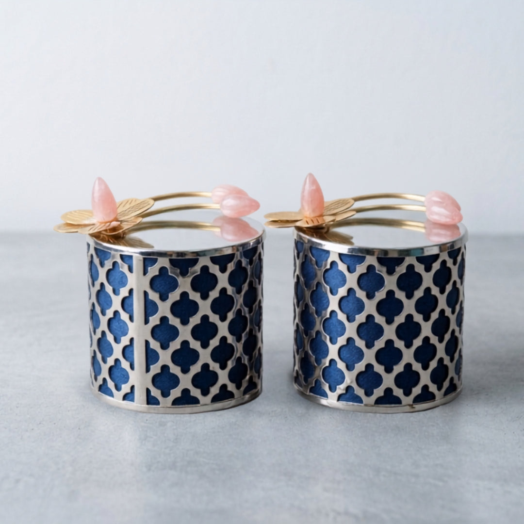 Silver Plated Lattice Glass Set of 2 with Velvet Gift Box | Festive Gift
