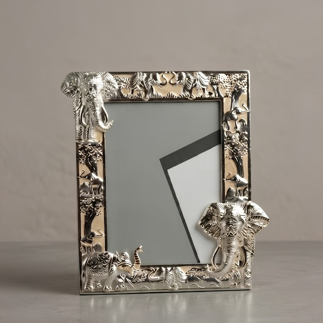Decorative Silver Elephant Design Photo Frame