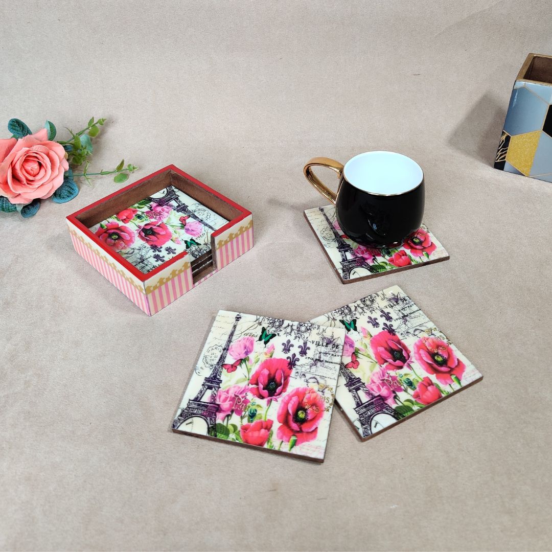 Table Coaster - Pink Eiffel Set Of 6