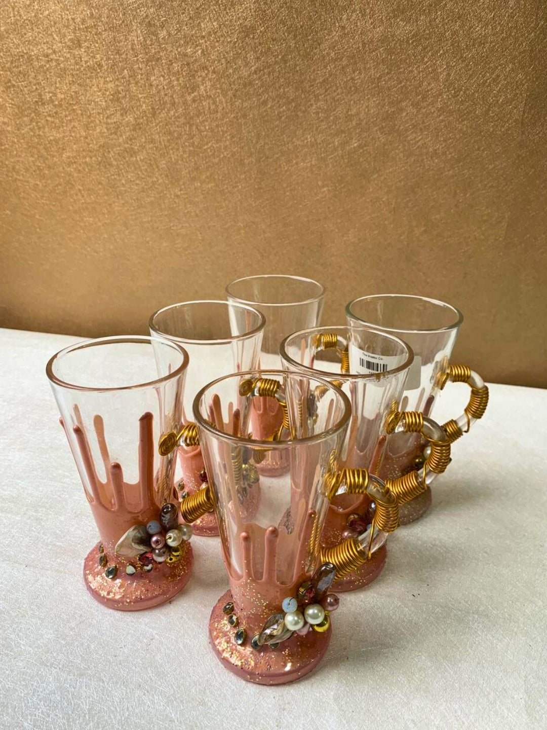 Pink Resin Mocktail Filigree Cup Set of 6