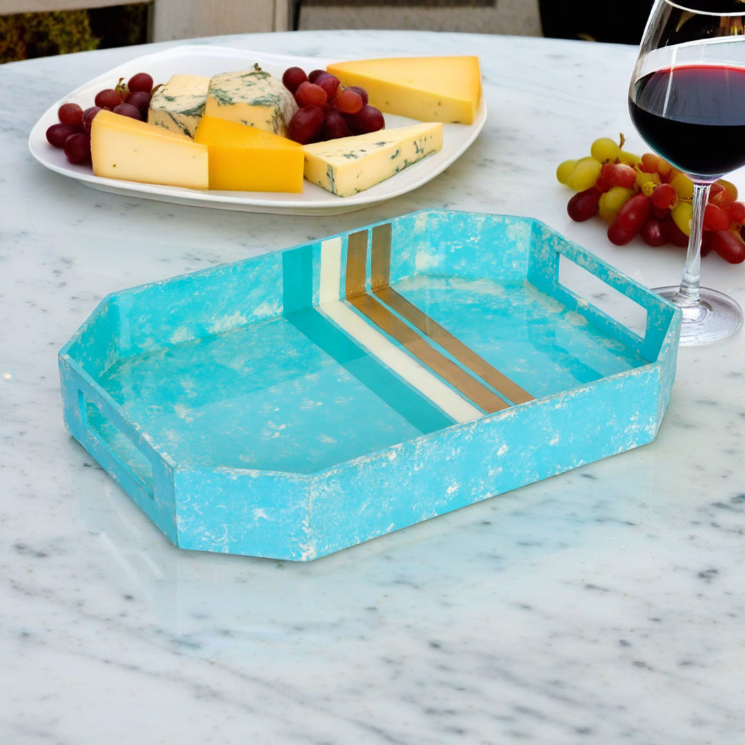 Rectangle Tray - Blue Line Pattern - Single Tray