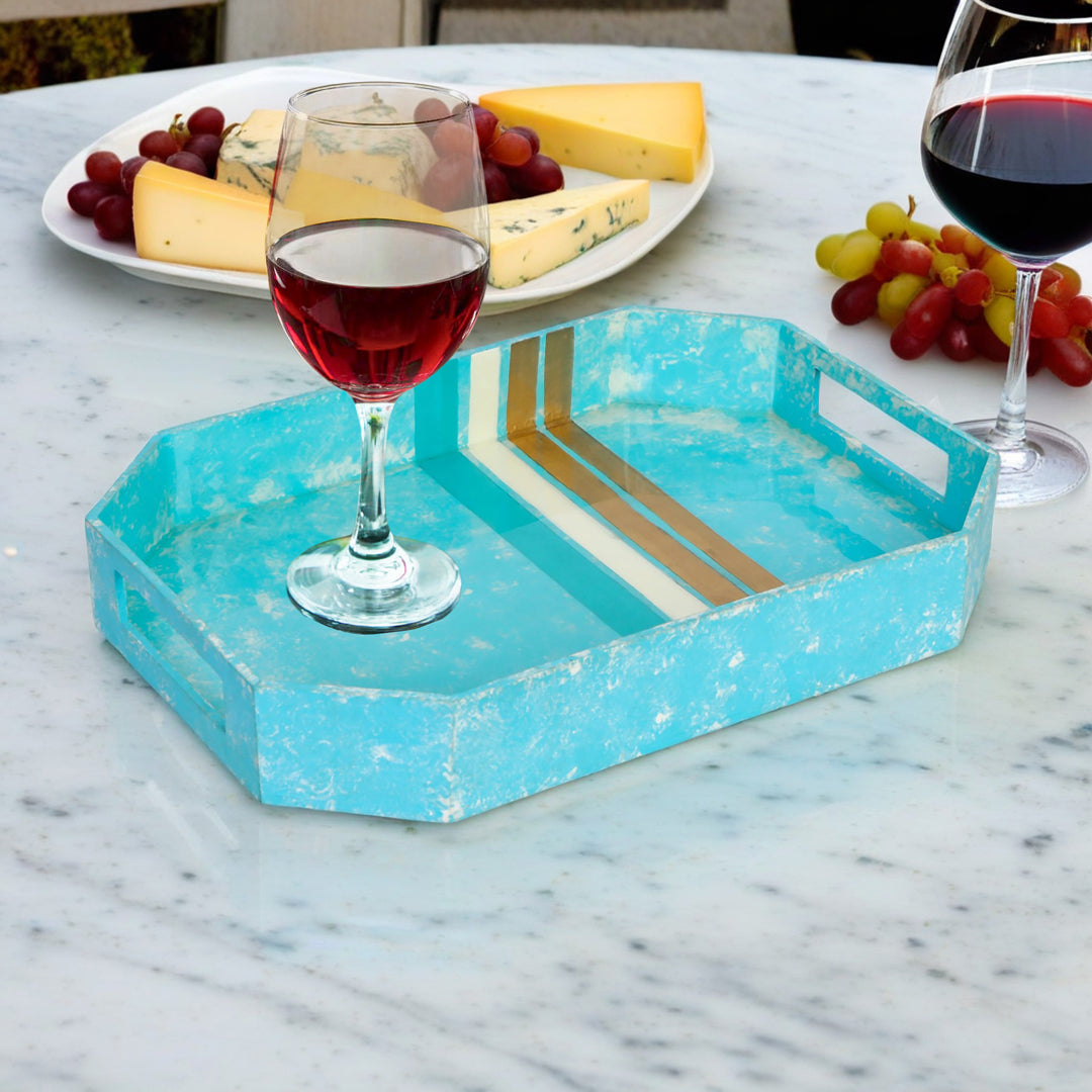 Rectangle Tray - Blue Line Pattern - Single Tray