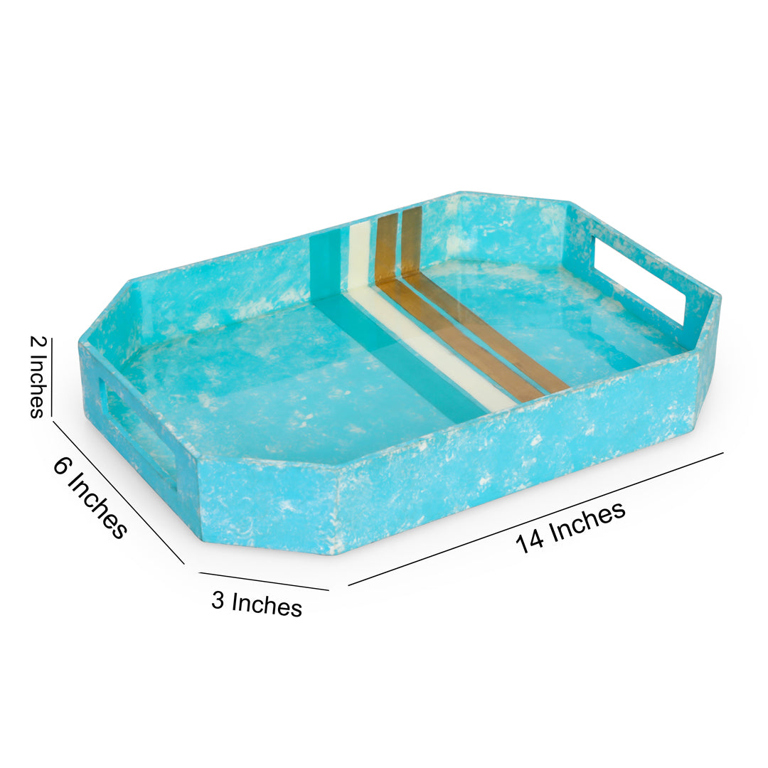 Rectangle Tray - Blue Line Pattern - Single Tray