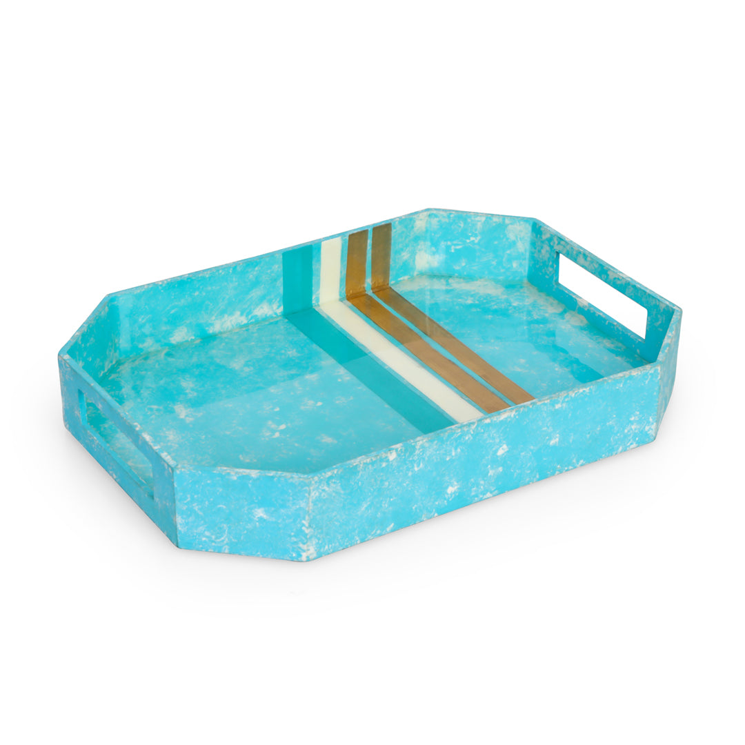 Rectangle Tray - Blue Line Pattern - Single Tray