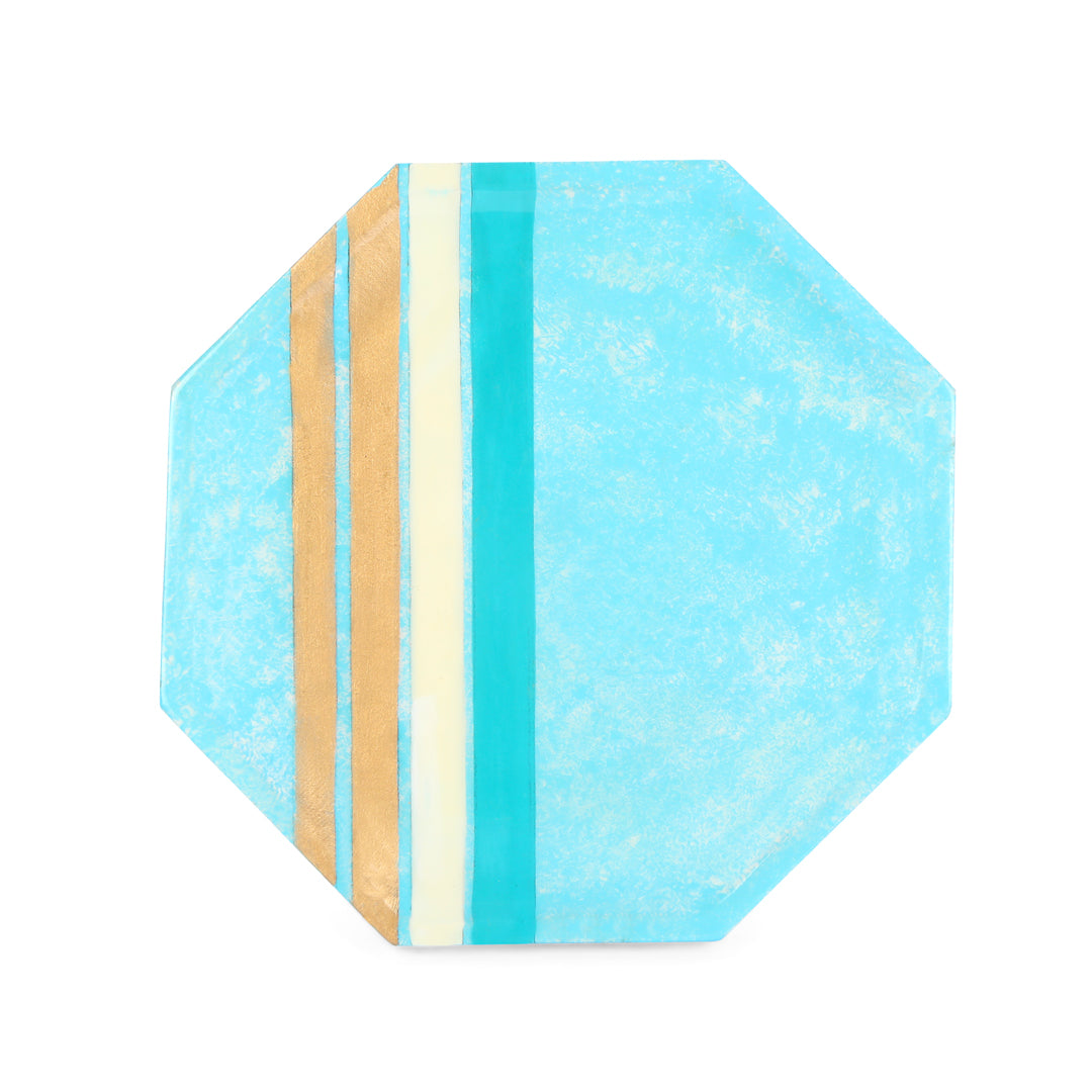 Hexagon Platter - Blue Line