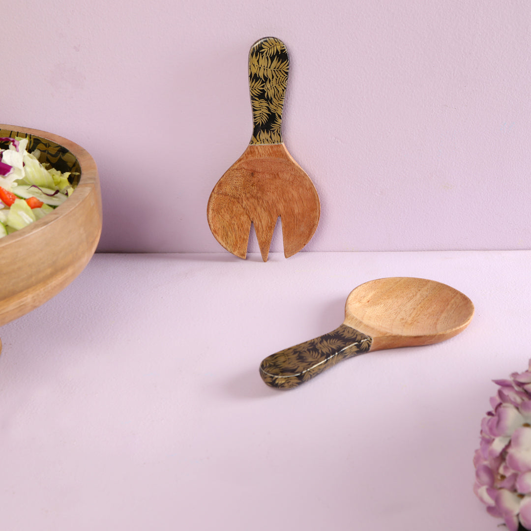 Salad Spoon Set - Gold Fern