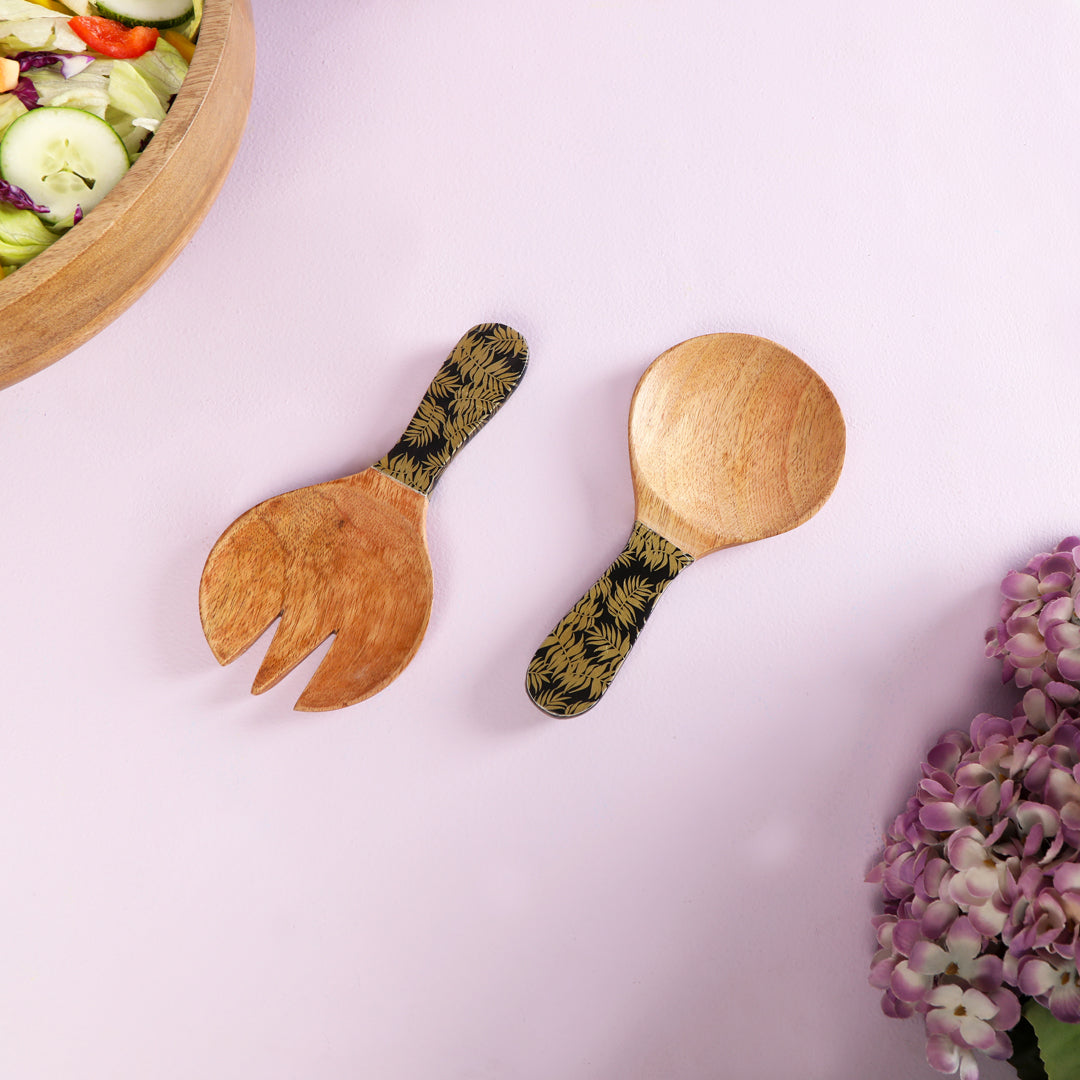 Salad Spoon Set - Gold Fern