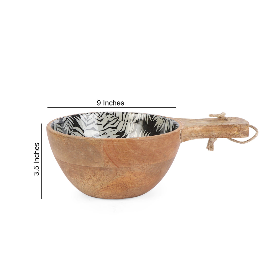 Silver Fern Print Wooden Nut Bowl
