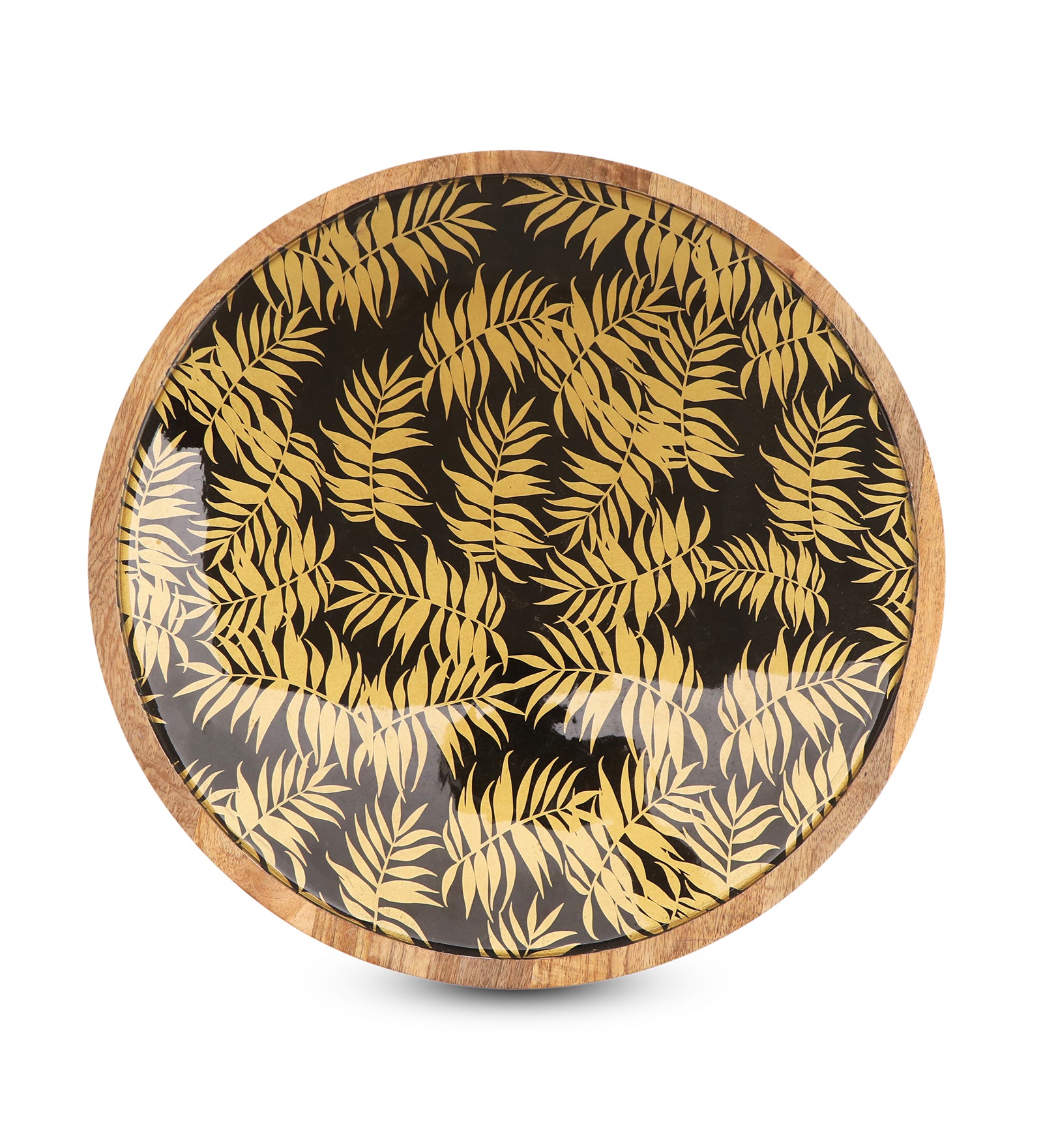 Wooden Gold Fern Print & Enamel Lazy Susan