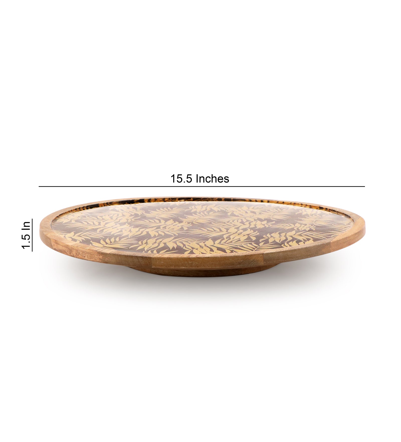 Wooden Gold Fern Print & Enamel Lazy Susan