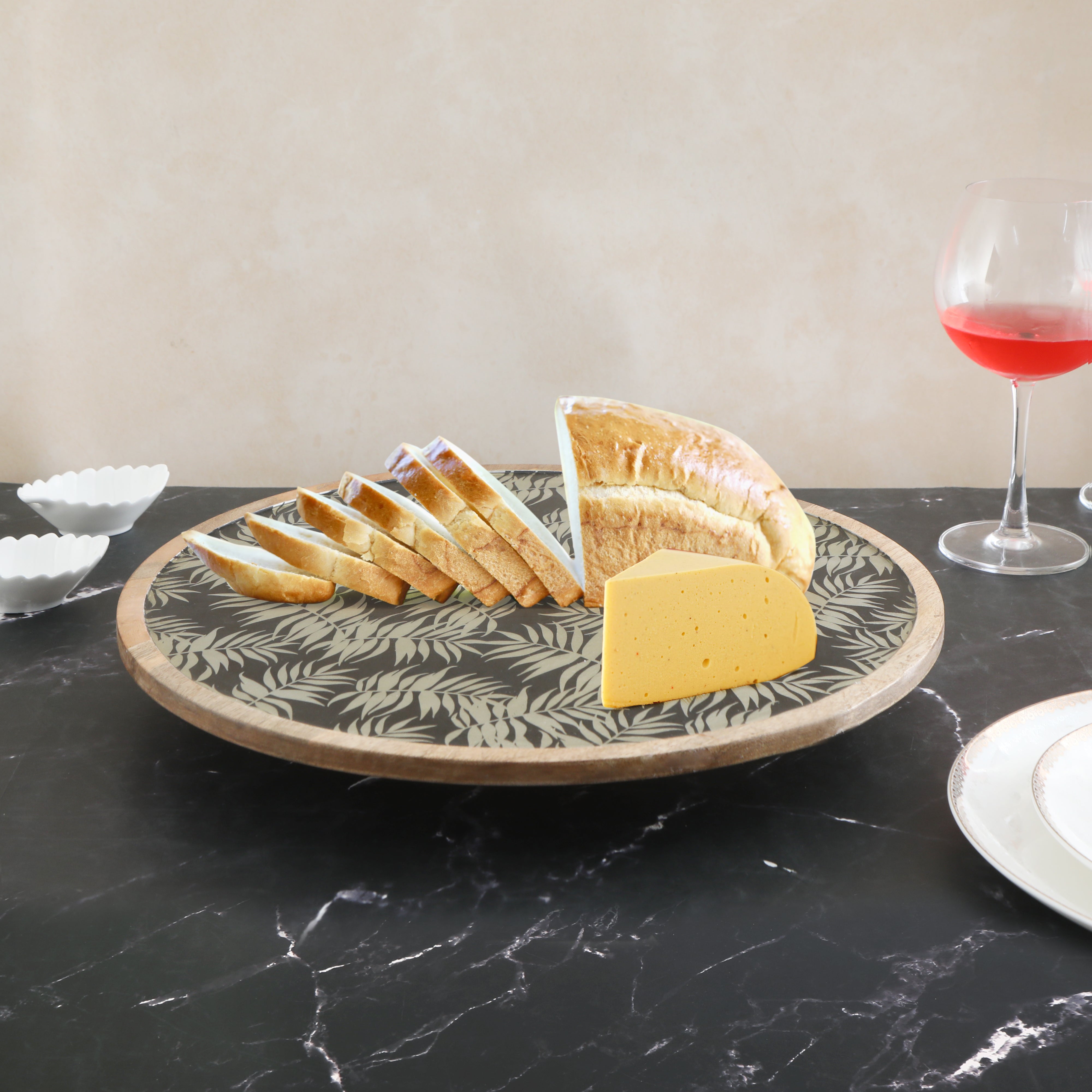 Wooden Silver Fern Print & Enamel Lazy Susan