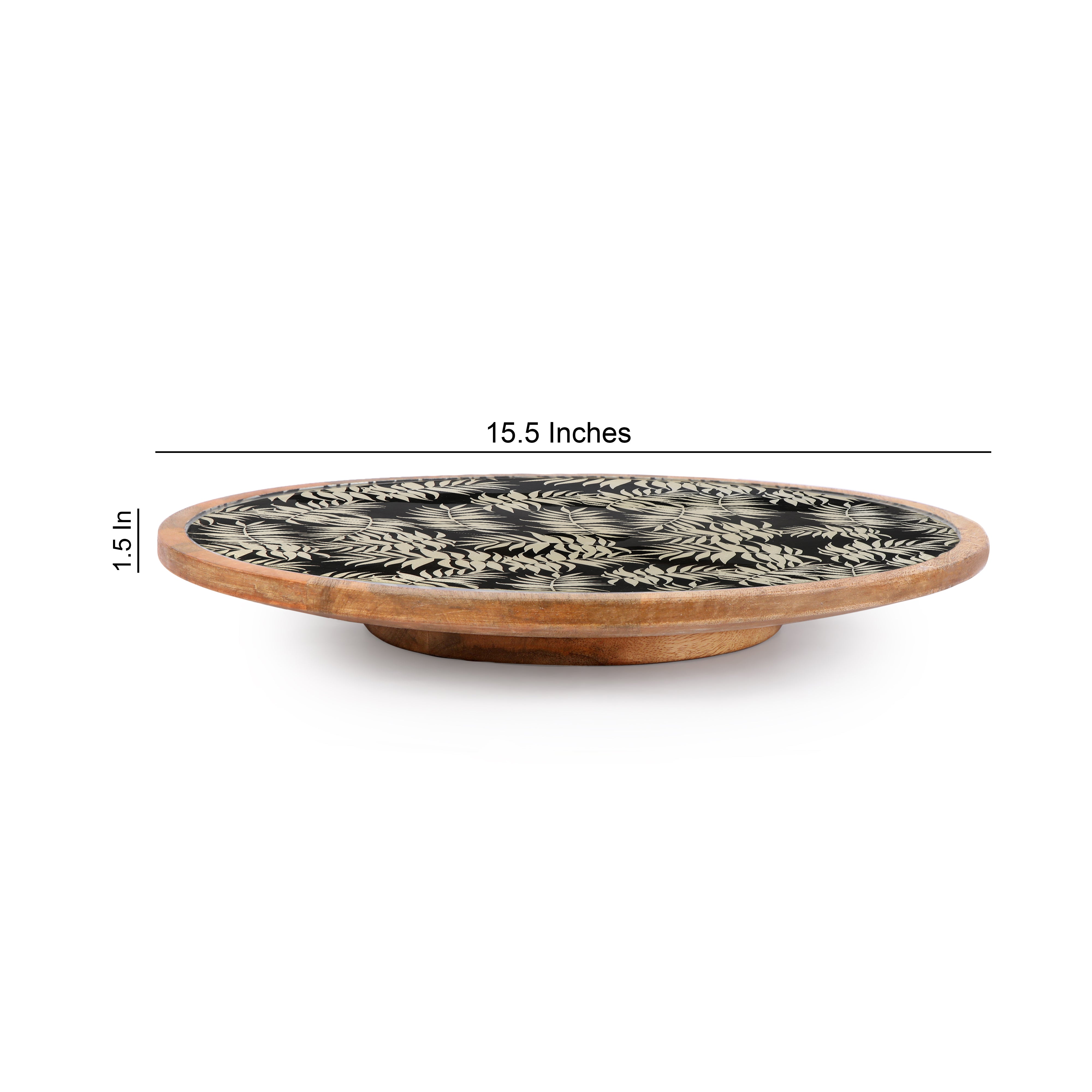 Wooden Silver Fern Print & Enamel Lazy Susan