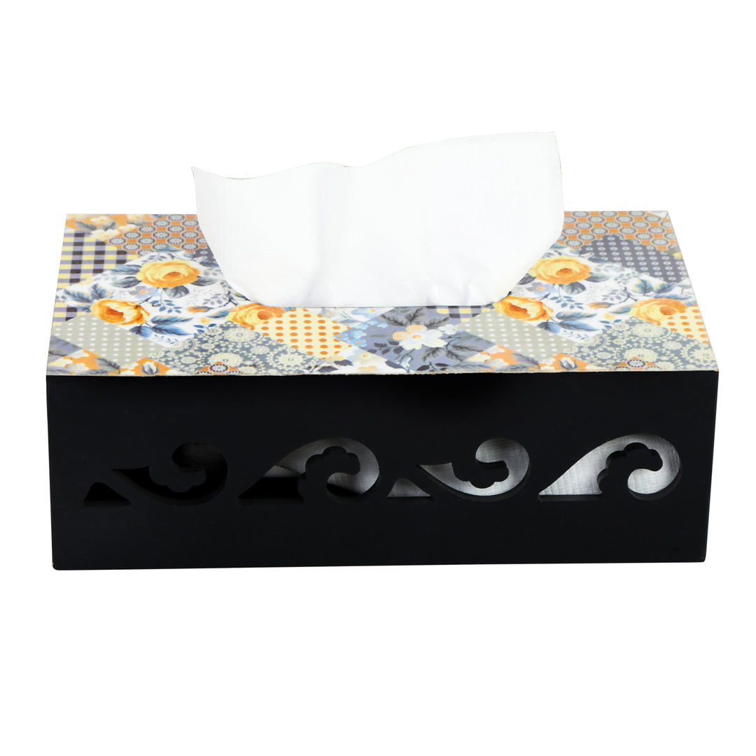 Tissue Box - Yellow Cutwork