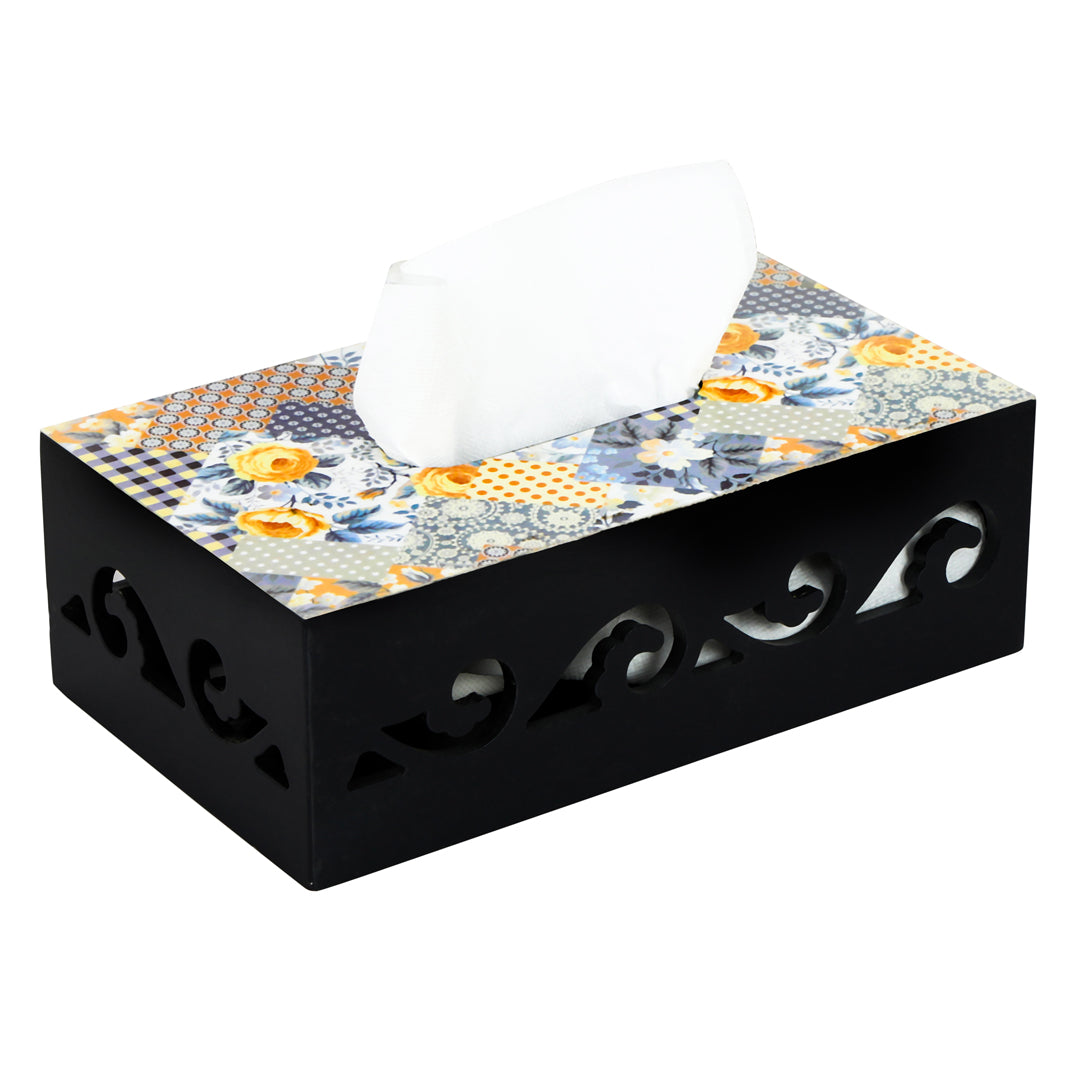 Tissue Box - Yellow Cutwork