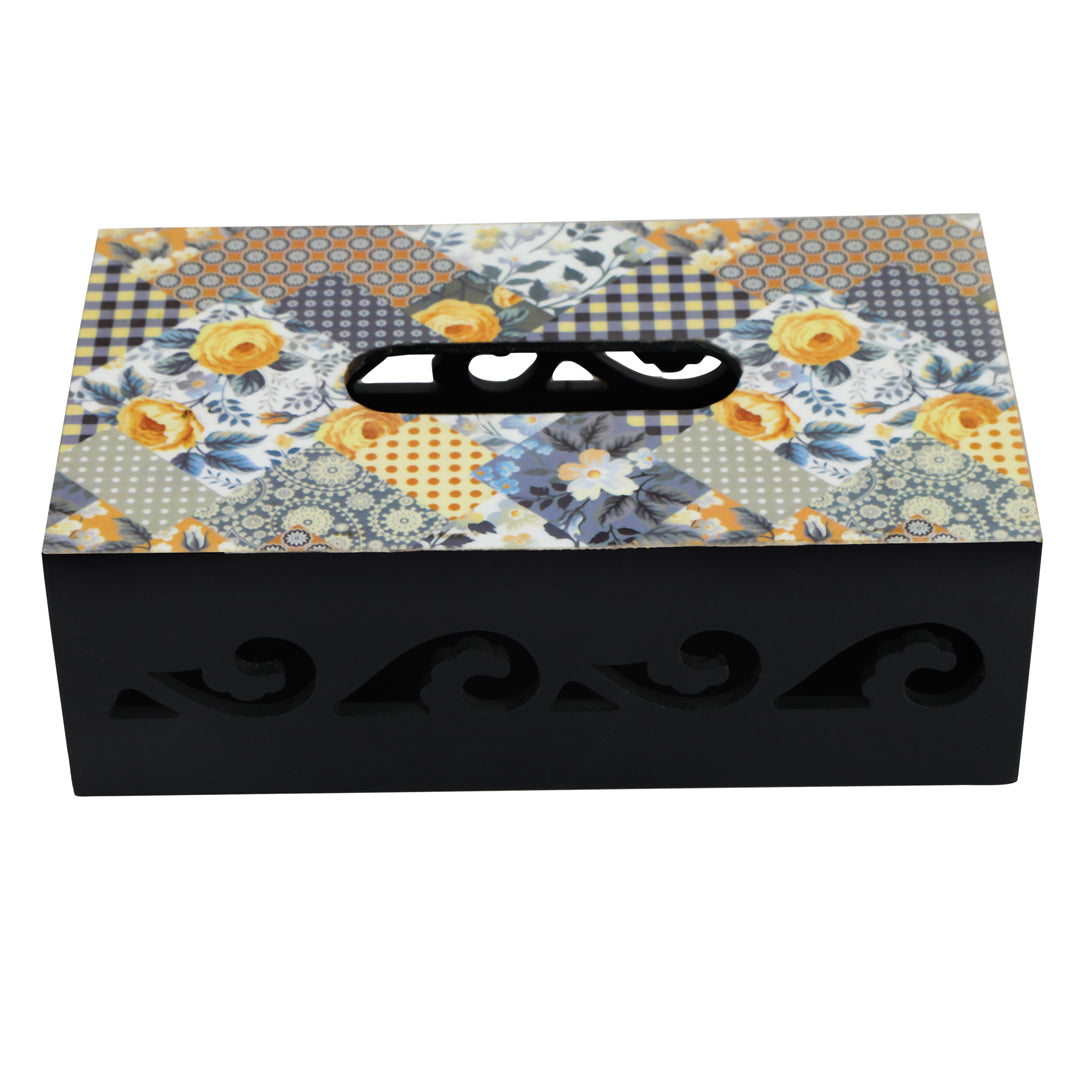 Tissue Box - Yellow Cutwork