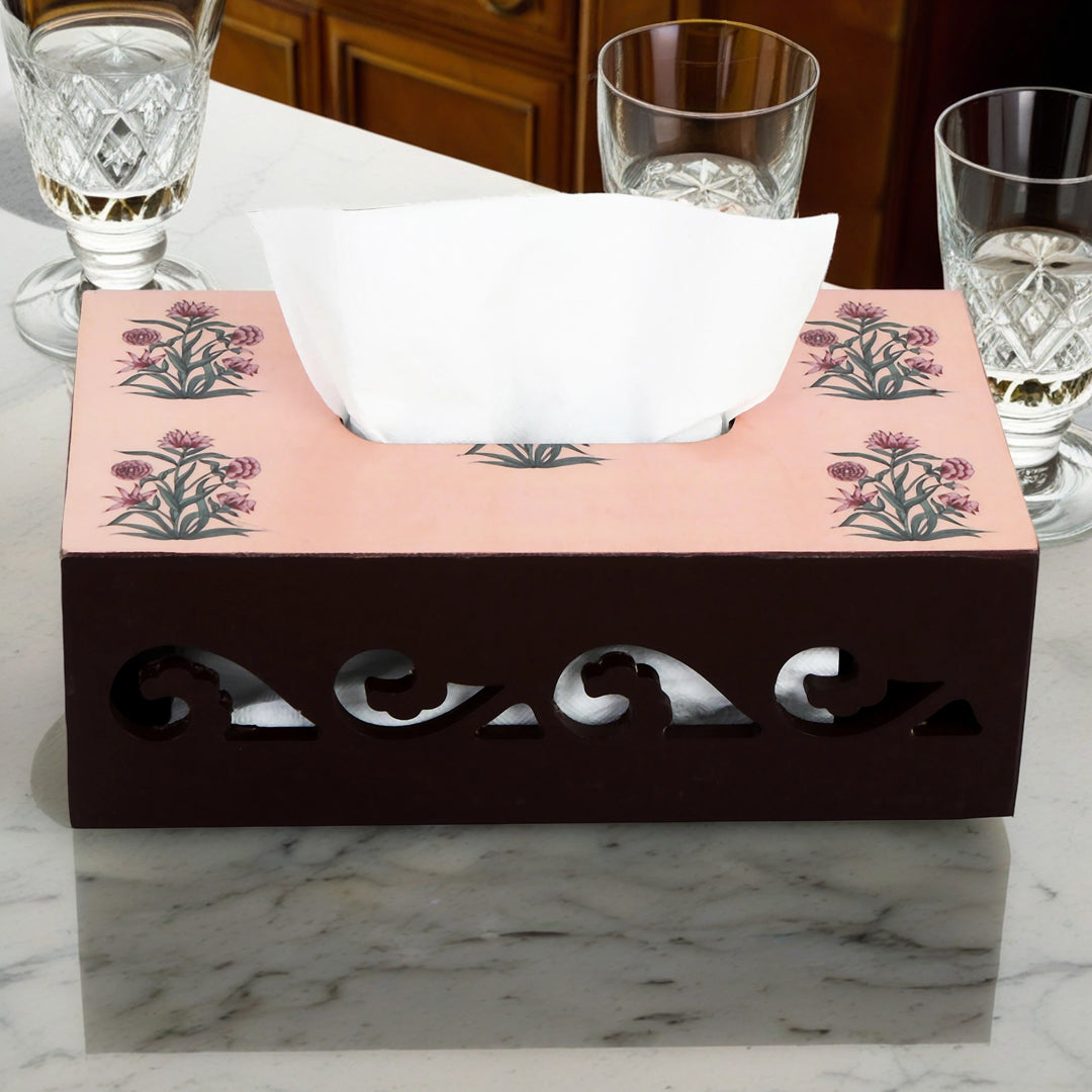 Tissue Box - Peach Cutwork