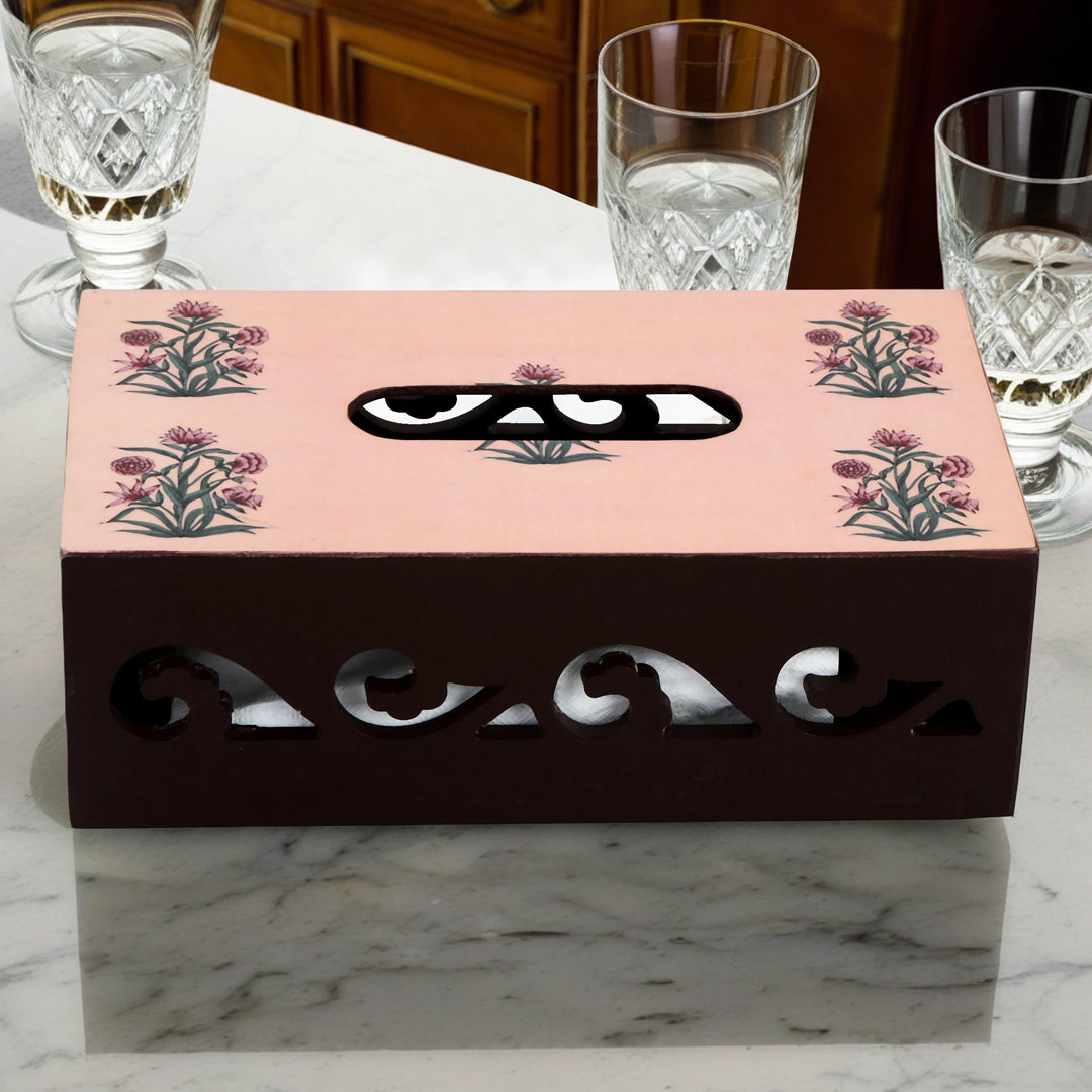 Tissue Box - Peach Cutwork