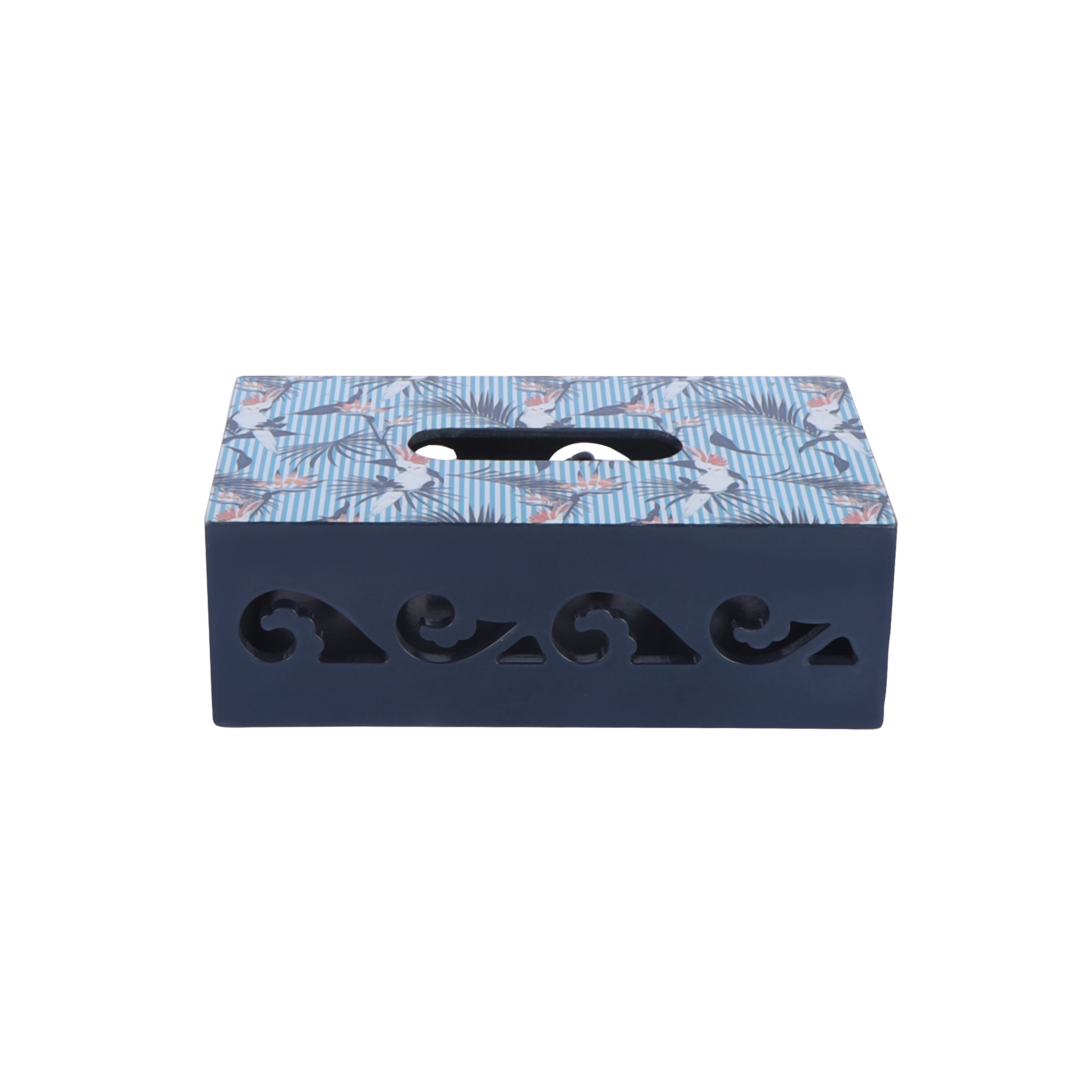 Tissue Box - Blue Cutwork