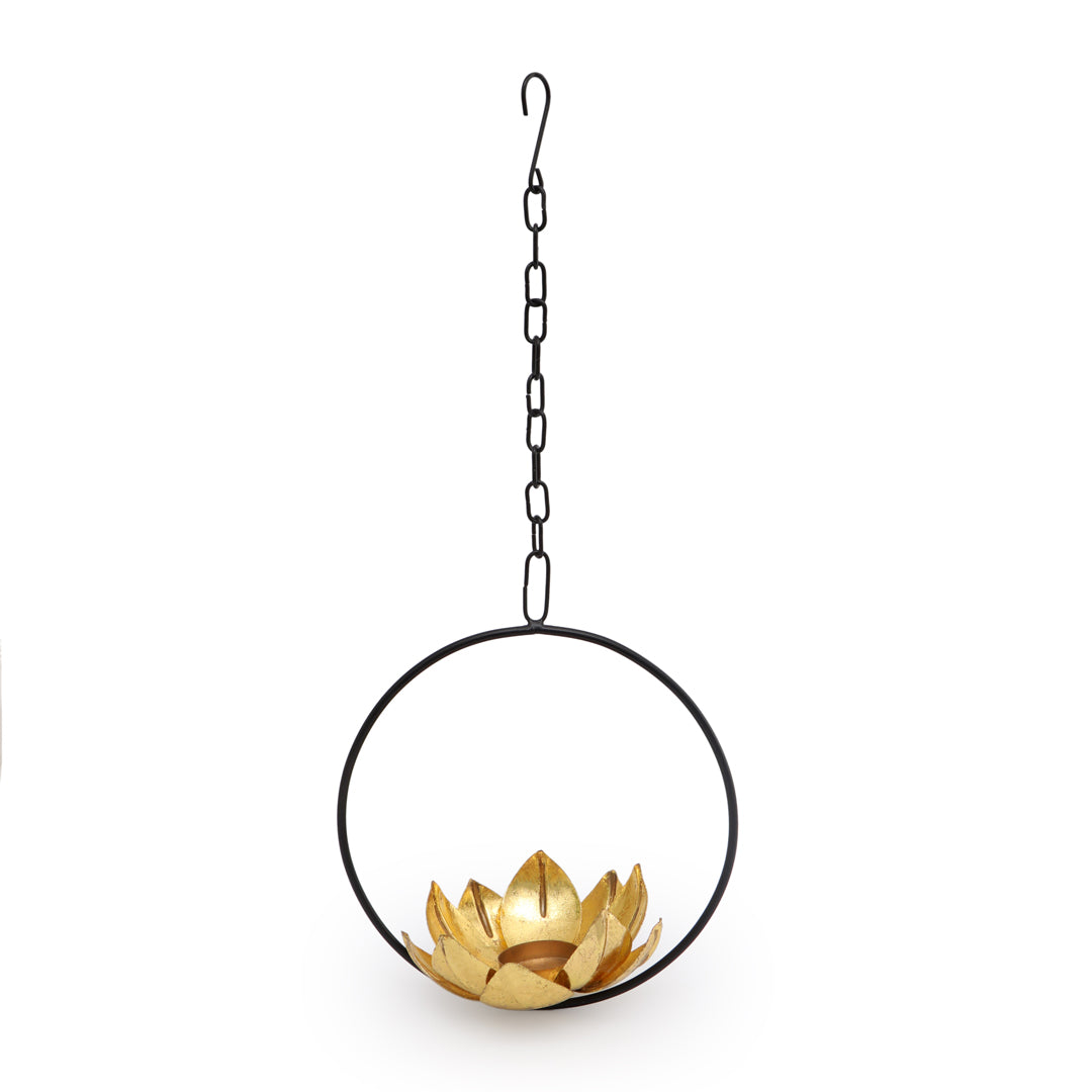 Candle Stand - Ring Hanging Lotus Candle Holder 2- The Home Co.