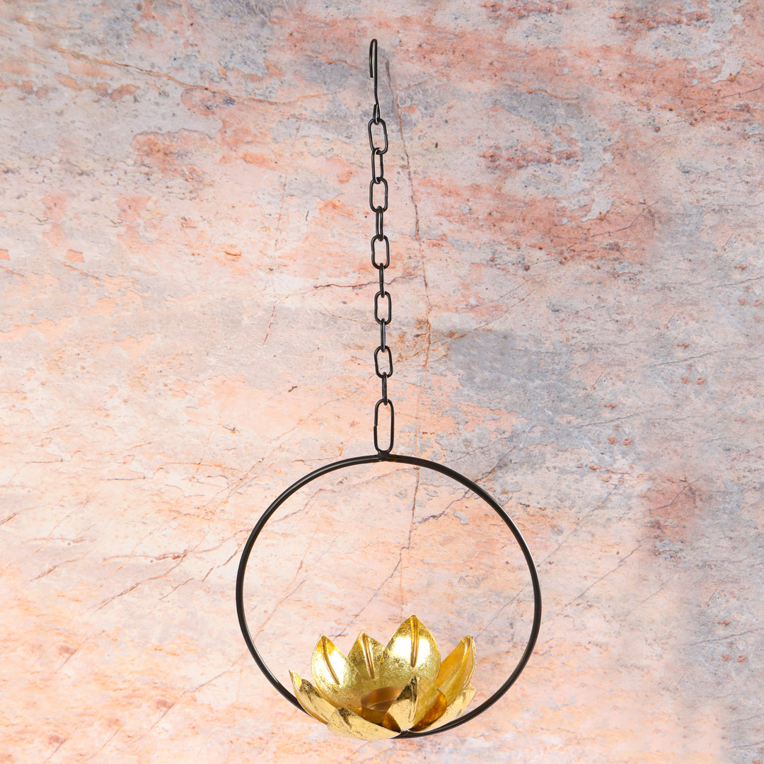 Candle Stand - Ring Hanging Lotus Candle Holder 1- The Home Co.
