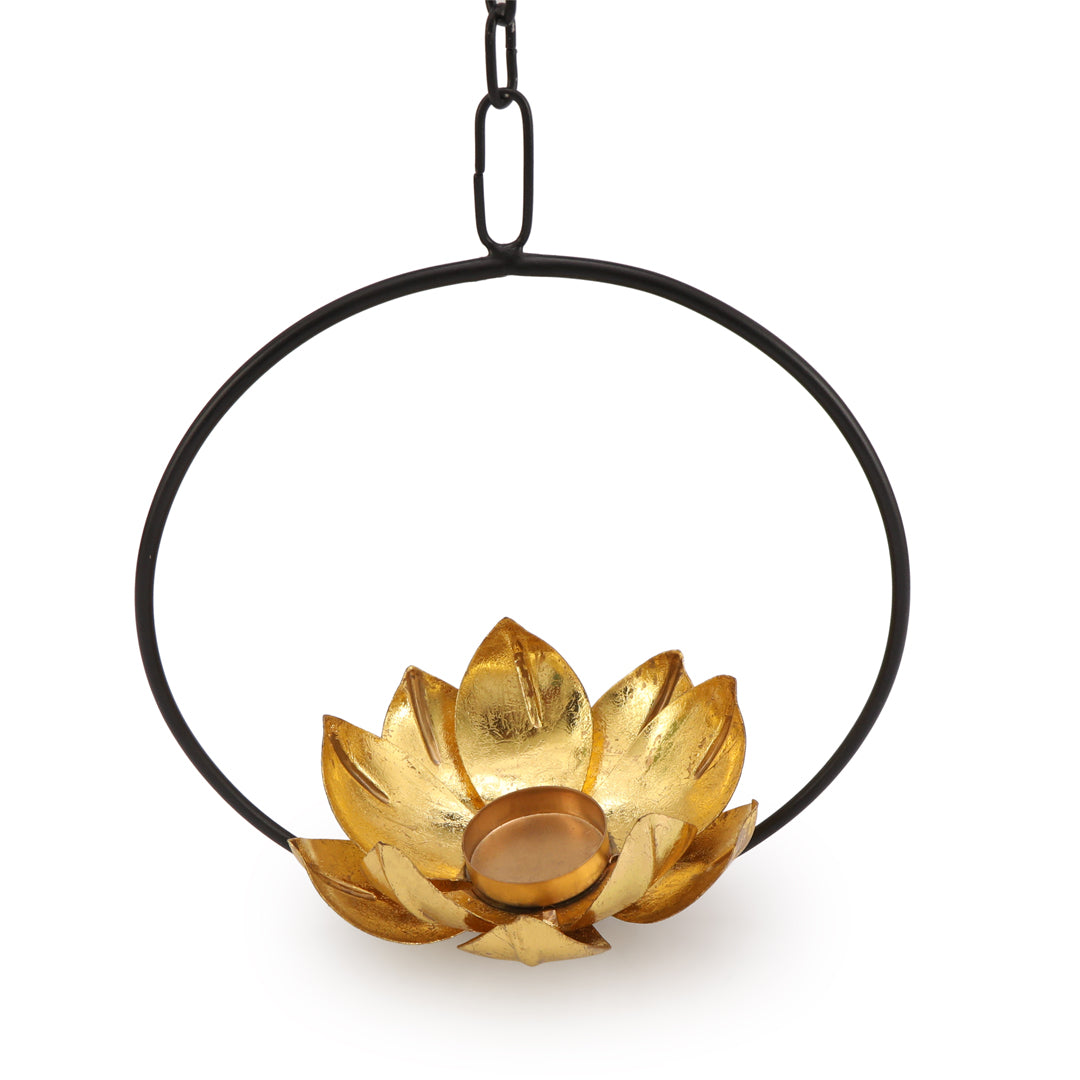 Candle Stand - Ring Hanging Lotus Candle Holder 3- The Home Co.