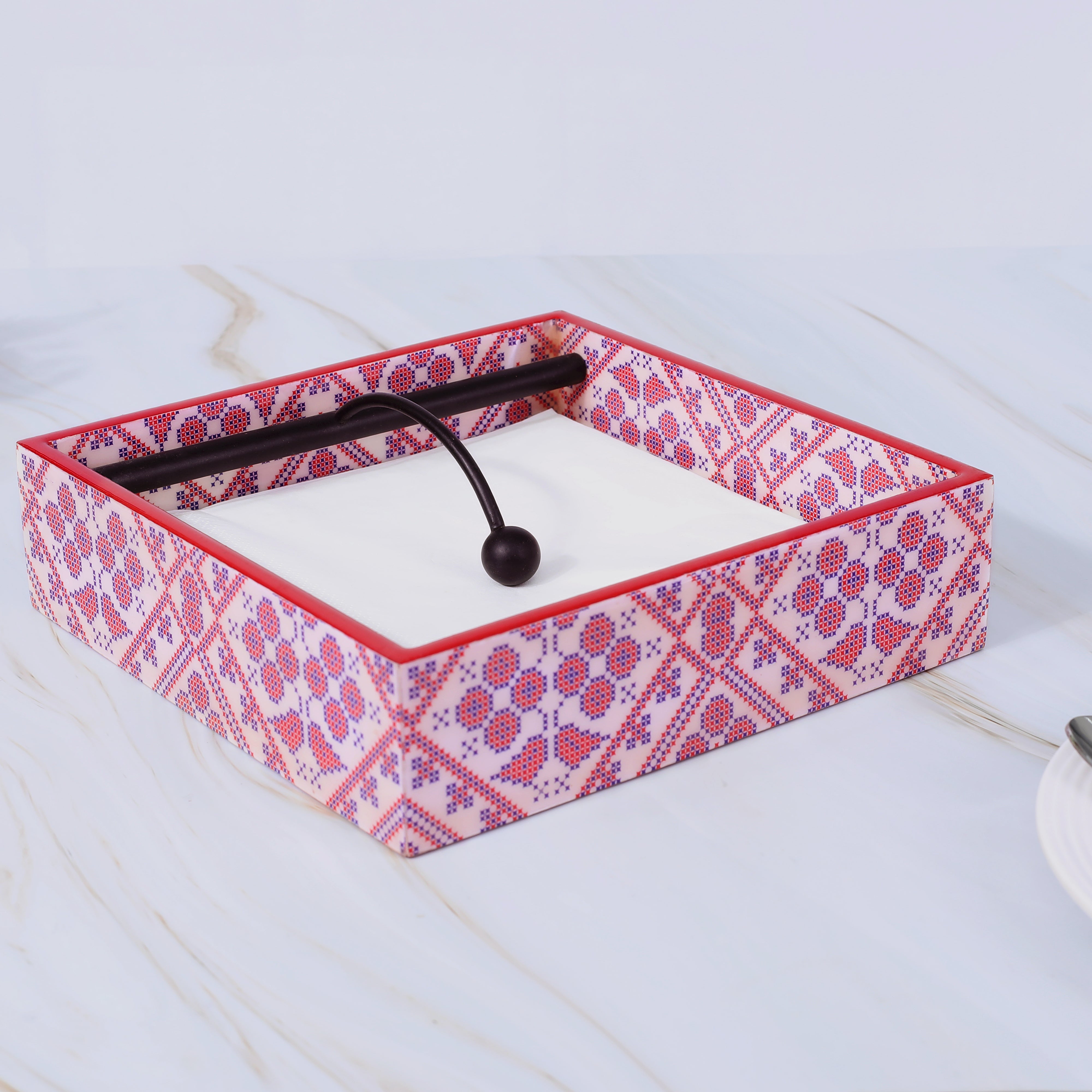 Square Tissue Holder - Red & Blue Napkin Box