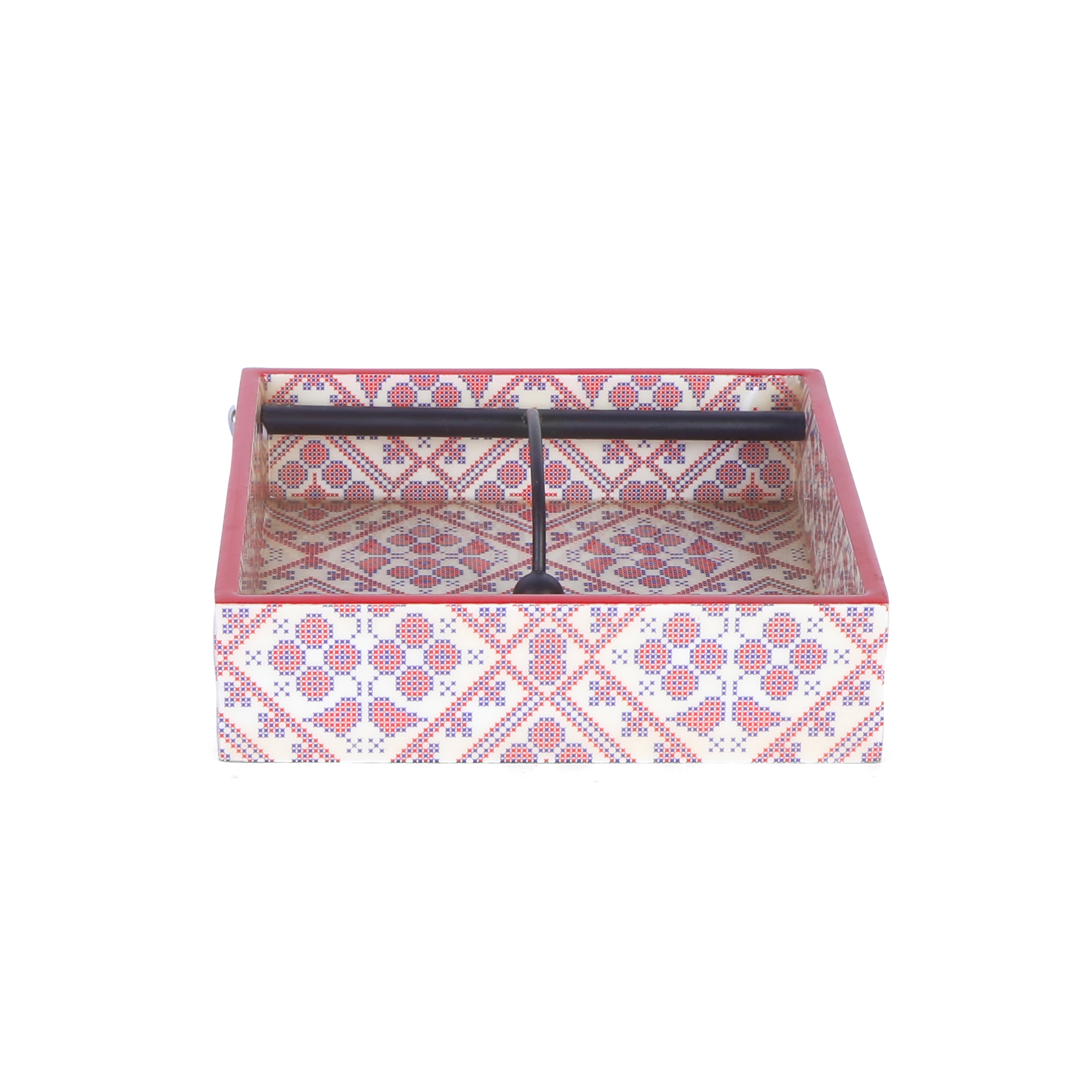 Square Tissue Holder - Red & Blue Napkin Box