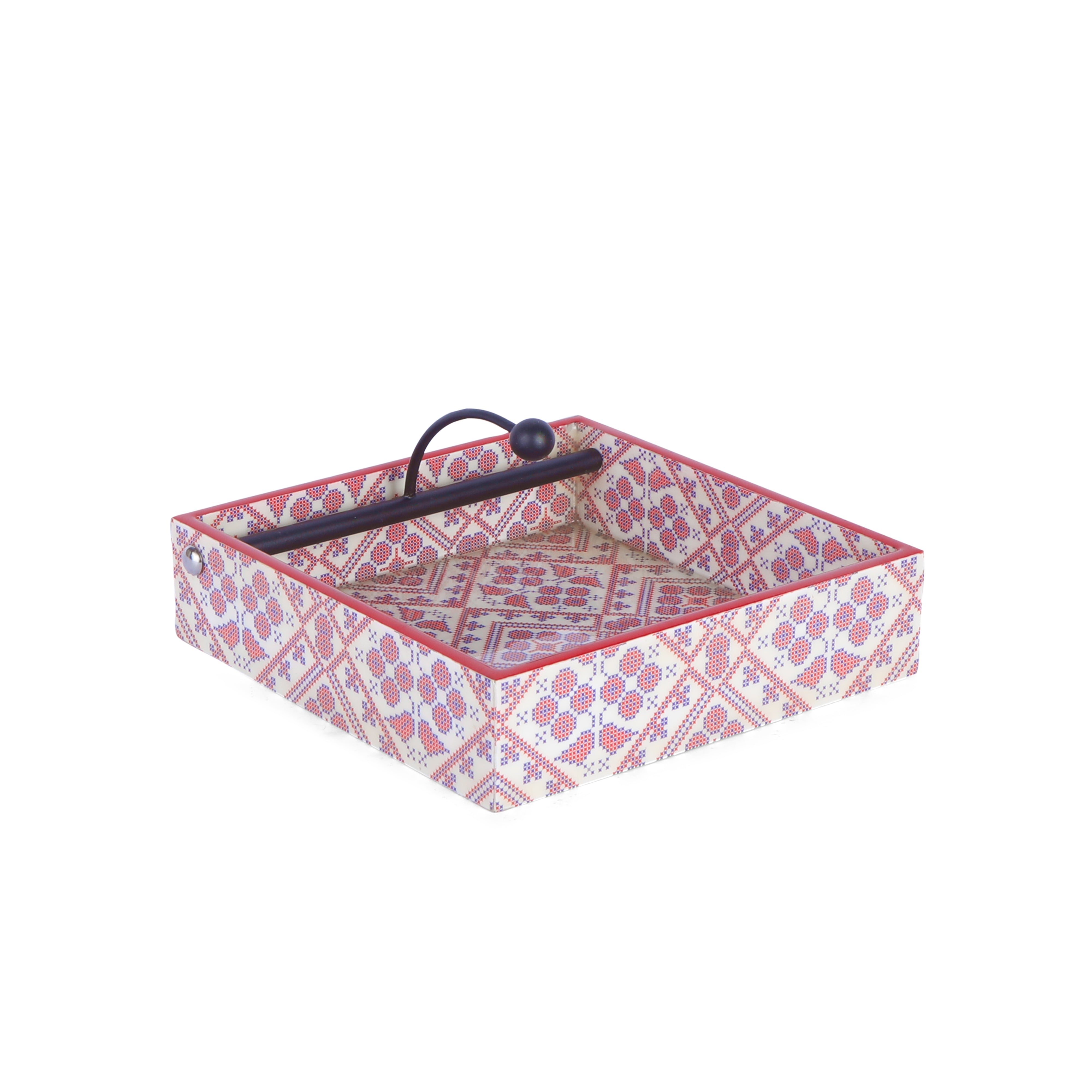 Square Tissue Holder - Red & Blue Napkin Box