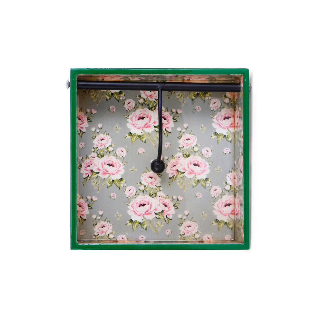 Square Tissue Holder - Green Rose