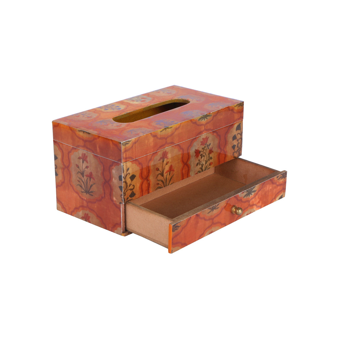 Tissue Box - Brown With Drawer 4- The Home Co.