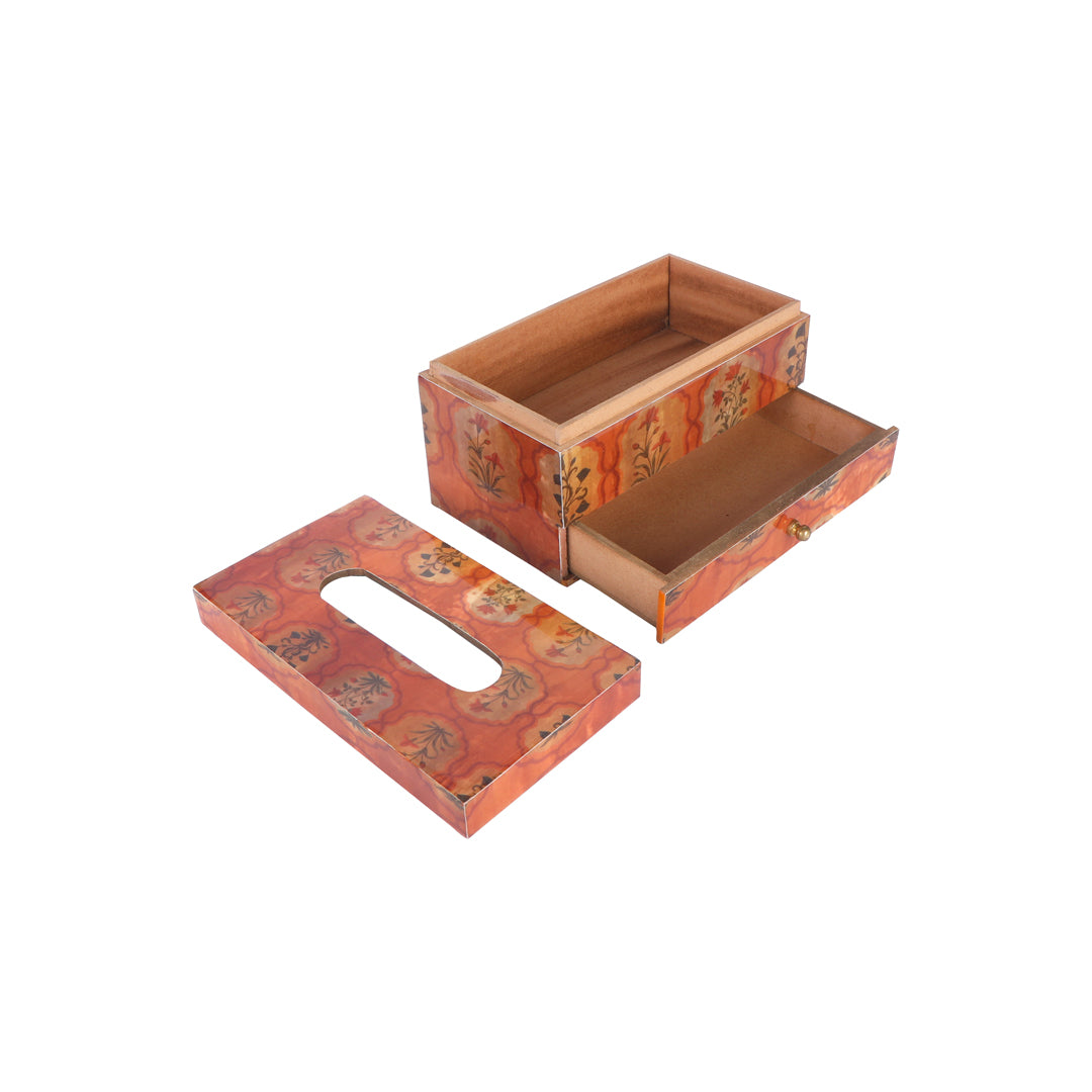 Tissue Box - Brown With Drawer 3- The Home Co.