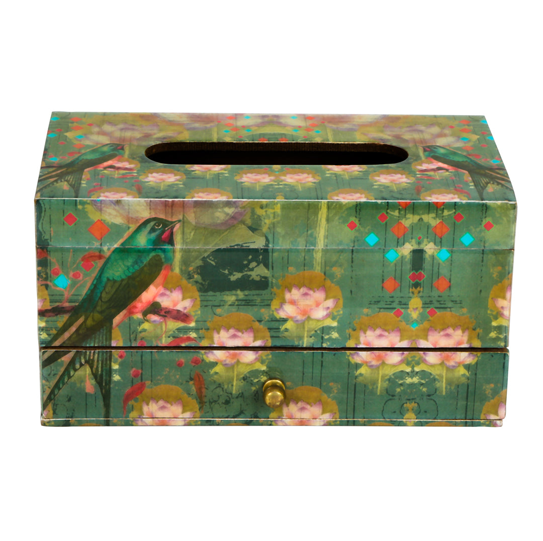 Tissue Box - Parrot Green Drawer