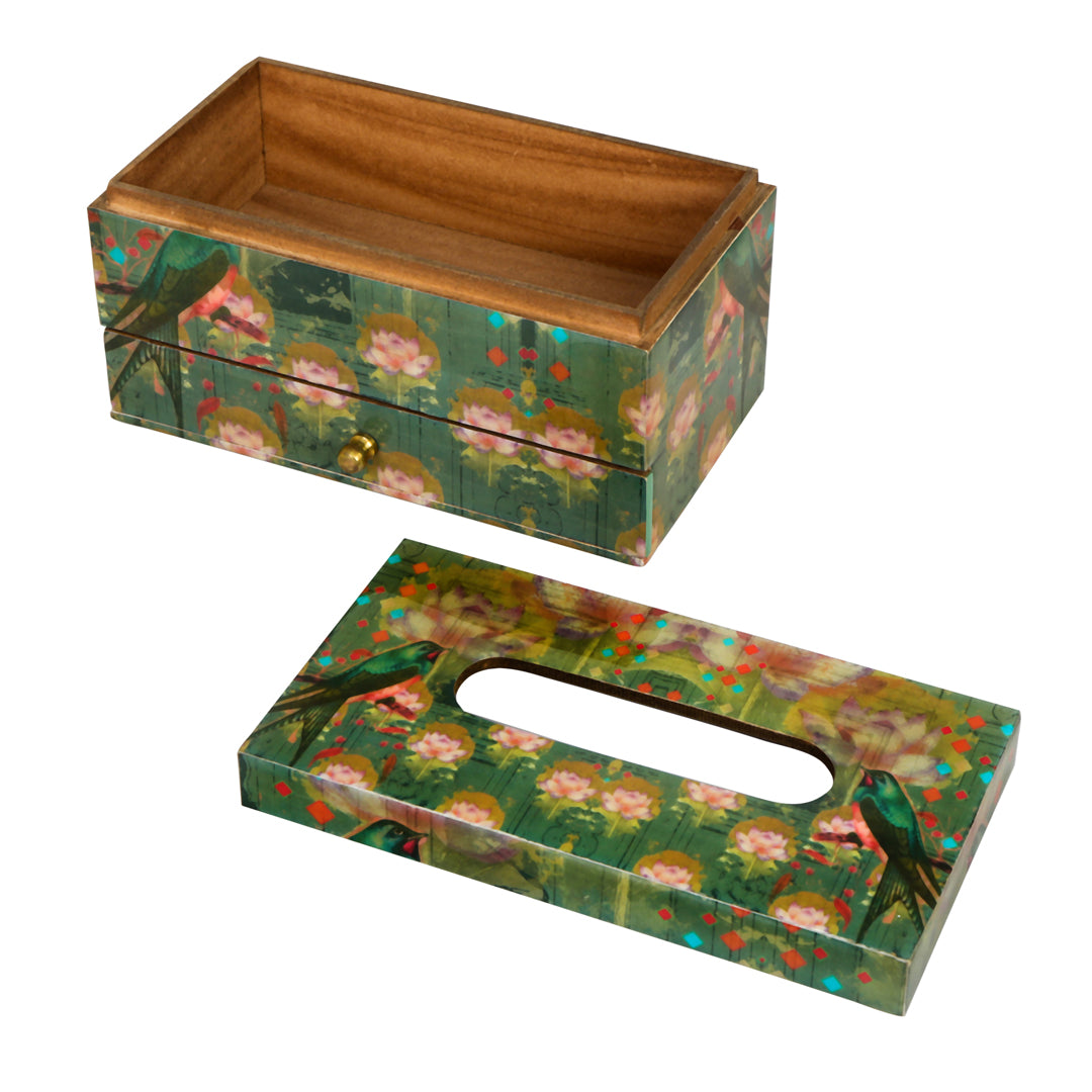 Tissue Box - Parrot Green Drawer