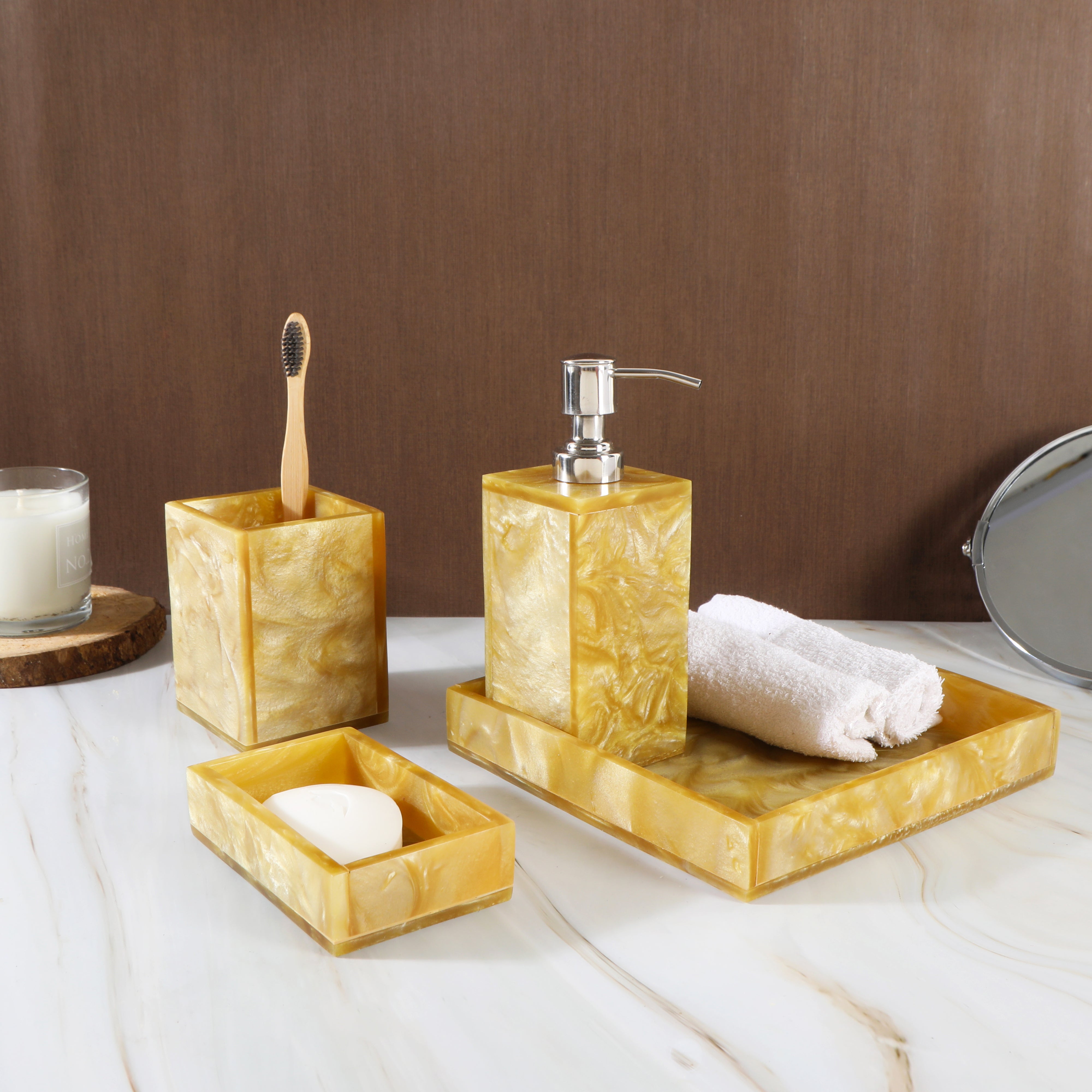 Bathroom Set - Gold Resin