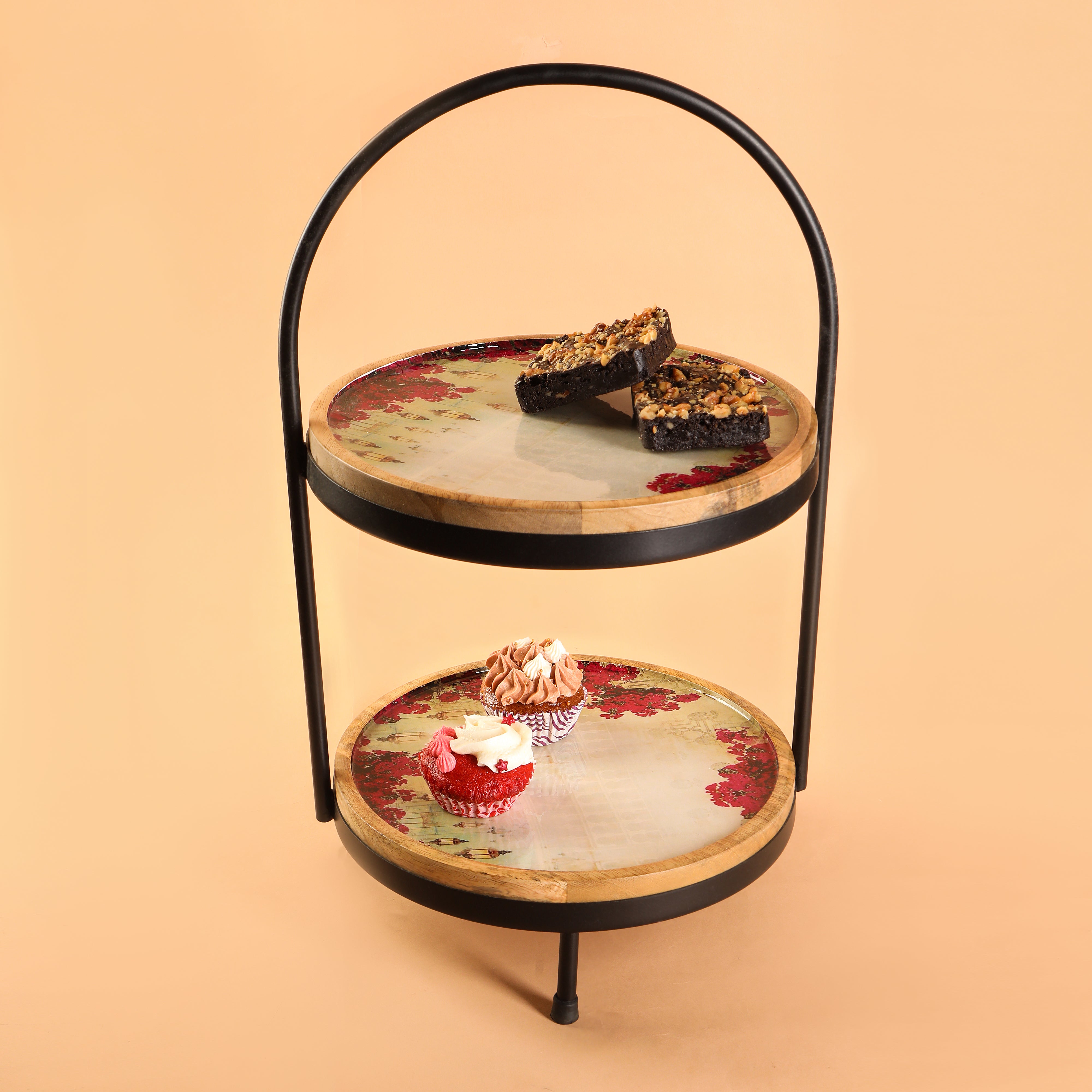 2 Tier Serving Platter - Pink Lantern