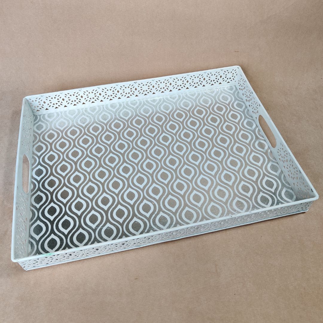 Single Tray - Large Silver & White