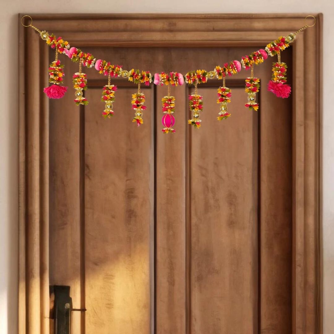 Vibrant Floral Festive Toran Side Hanging Set Of 2